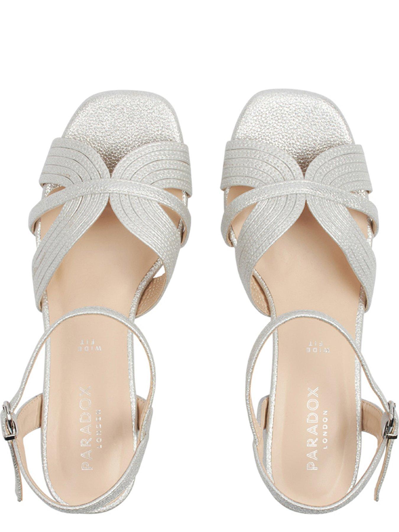Image 4 of 6 of Paradox London Neomi Wide Fit Glitter Heeled Sandal - Silver