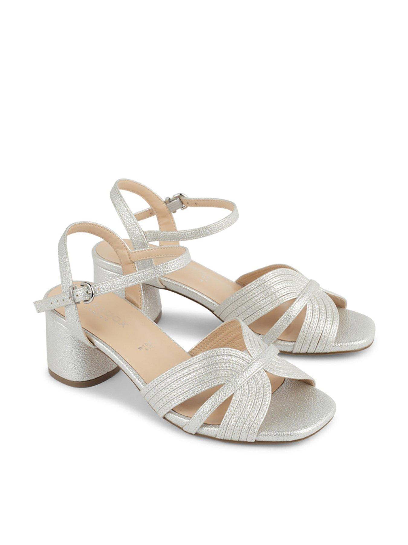 Image 5 of 6 of Paradox London Neomi Wide Fit Glitter Heeled Sandal - Silver
