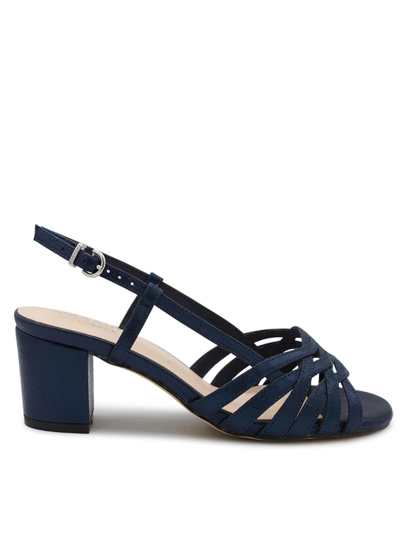 Paradox London Nicolette Wide Fit Metallic Heeled Sandal - Navy