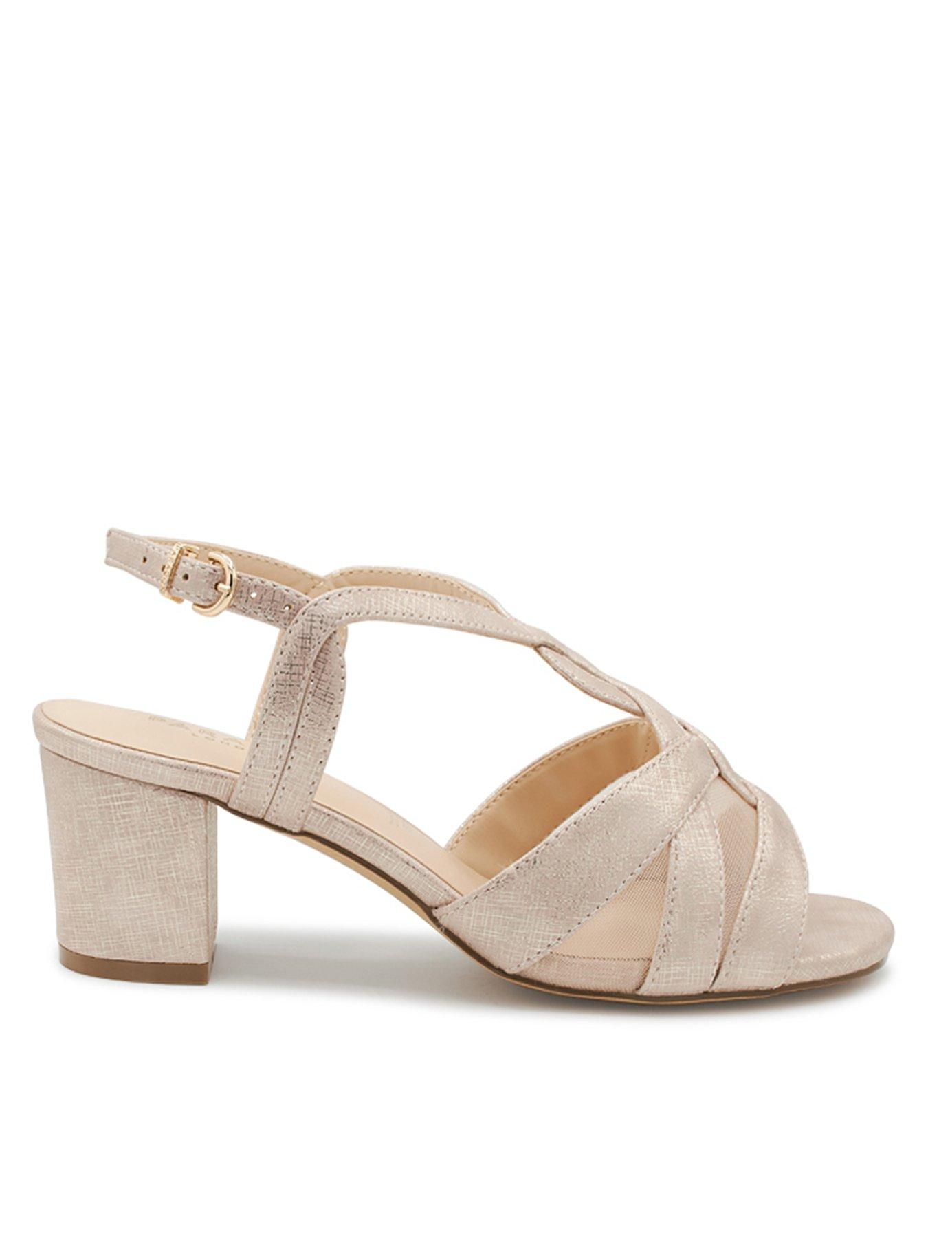 Paradox London Narelle Wide Fit Shimmer Heeled Sandal - Nude