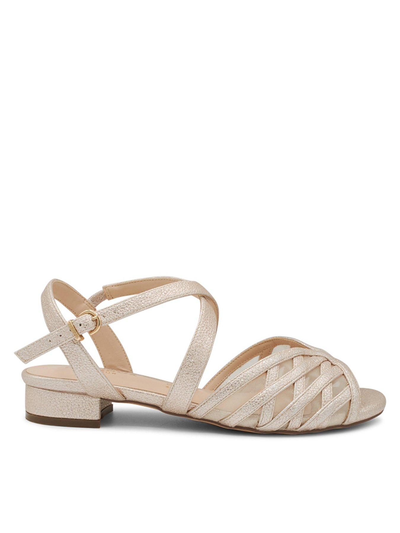 Paradox London Polly Wide Fit Glitter Shoe- Nude