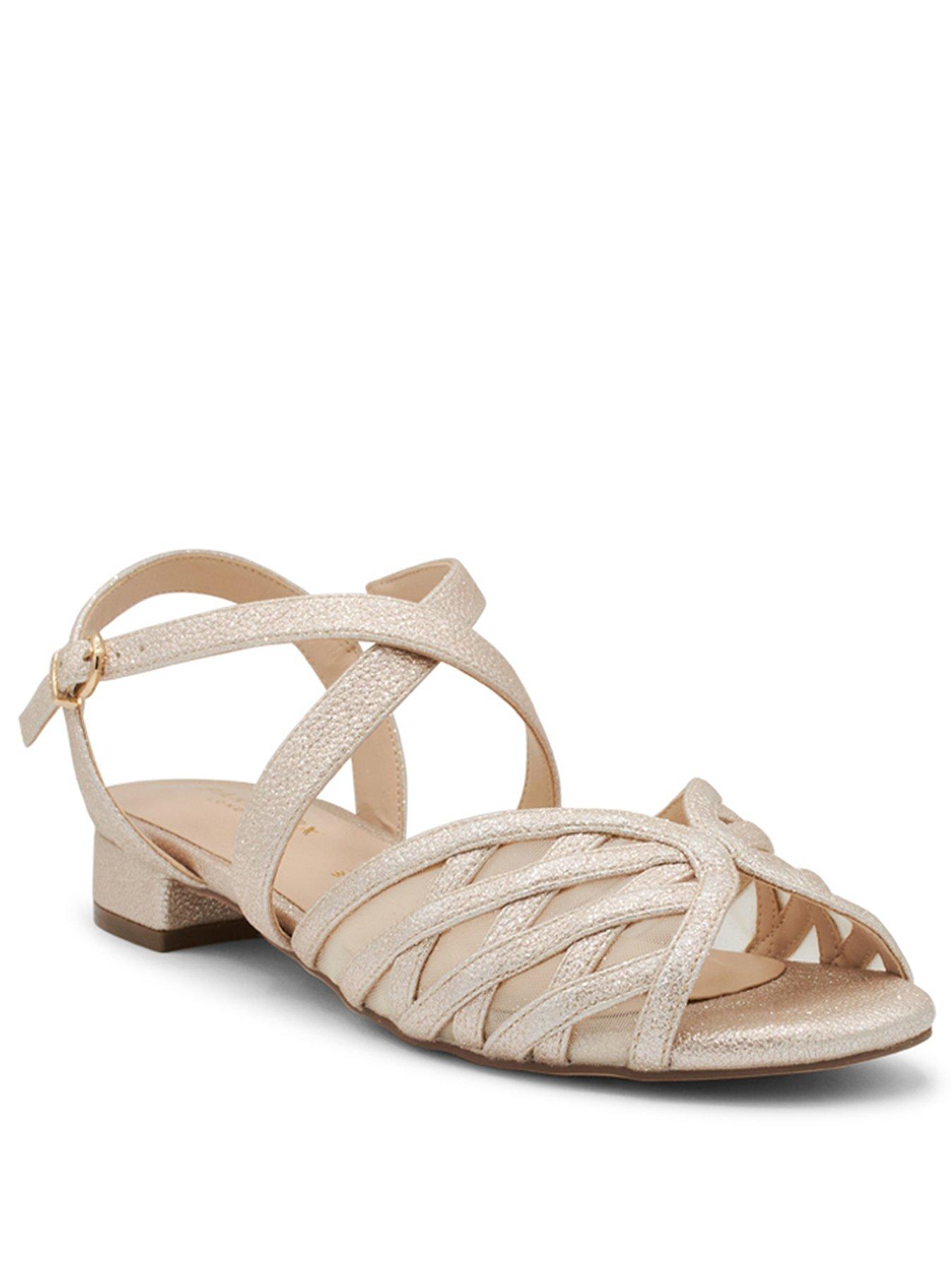 Image 2 of 5 of Paradox London Polly Wide Fit Glitter Shoe- Nude
