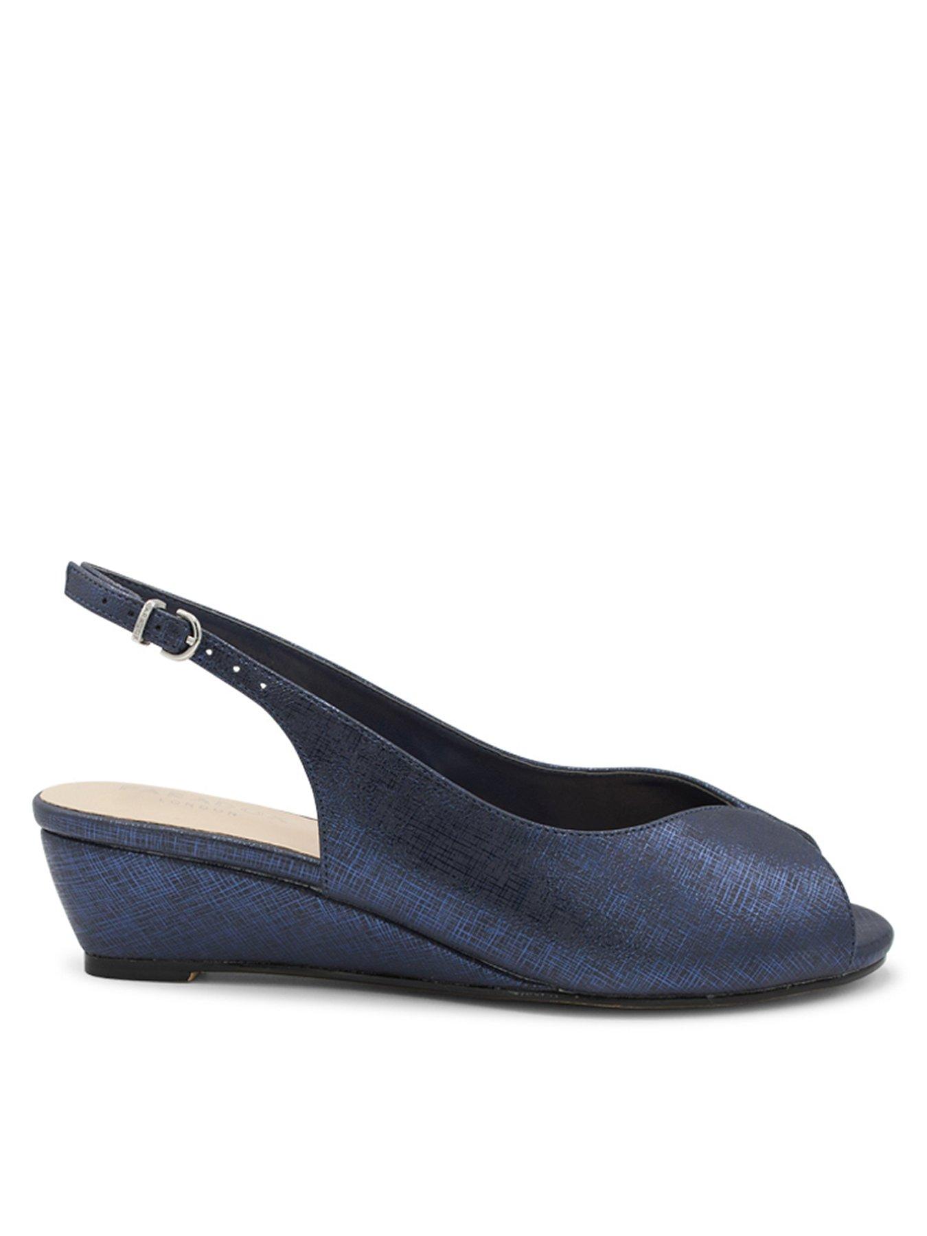 Paradox London Janine Wide Fit Shimmer Wedge Sandal Navy Very