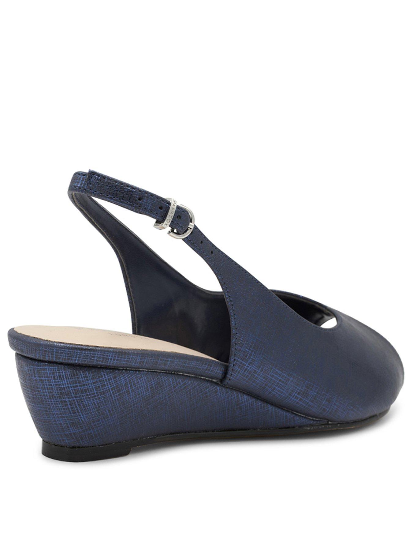 Paradox London Janine Wide Fit Shimmer Wedge Sandal Navy Very