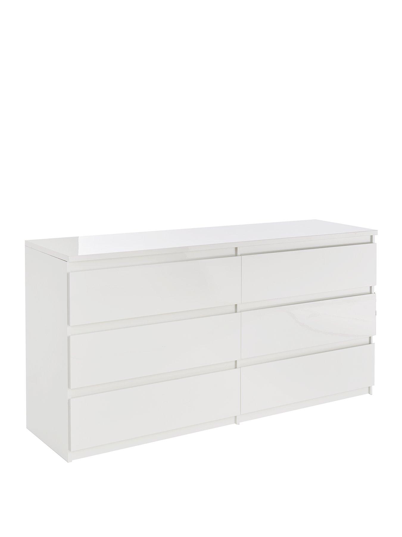 Image 3 of 6 of The Very Collection Layton Gloss 6 Drawer Chest - White - FSC&reg; Certified