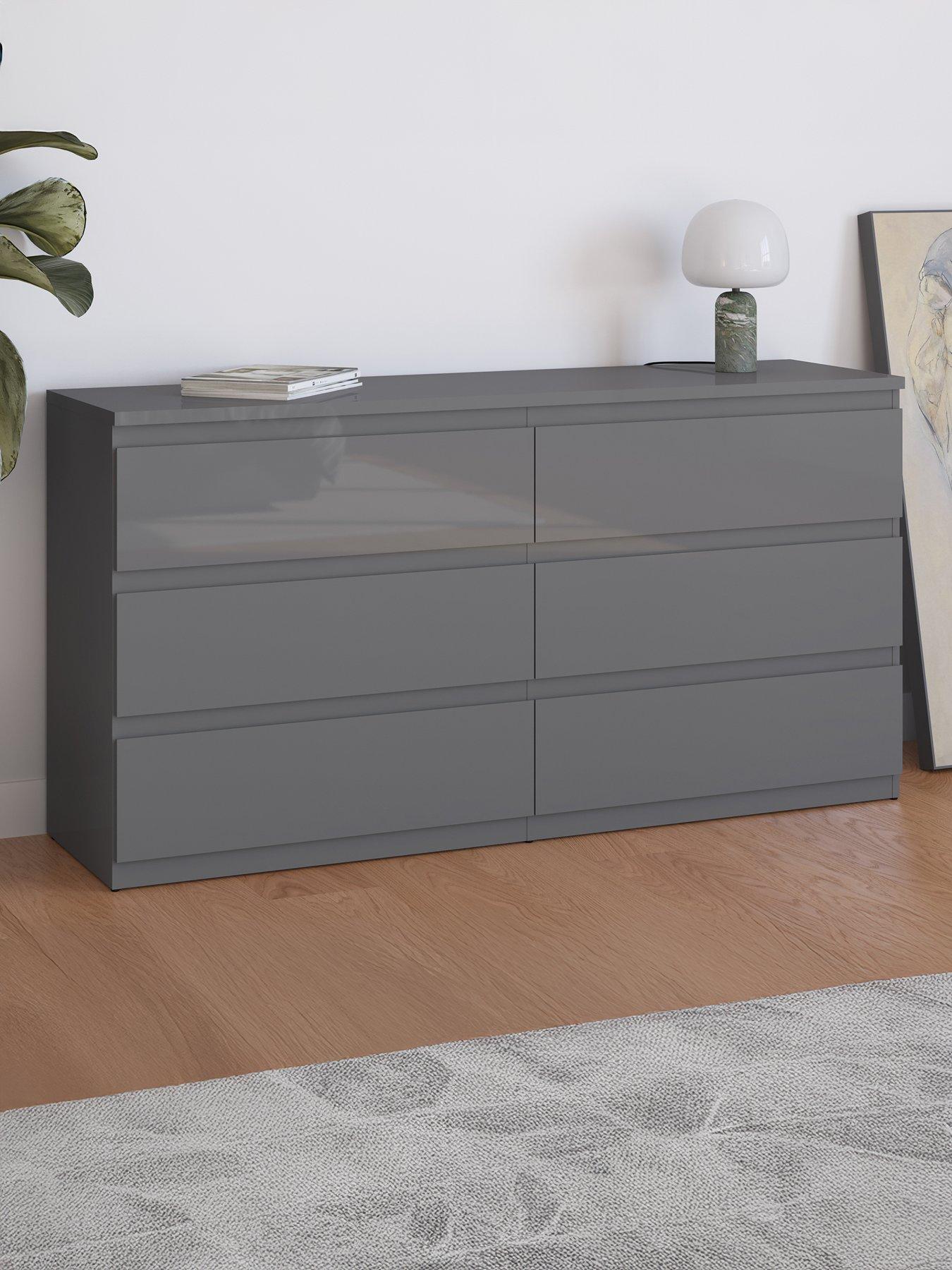 undefined Layton Gloss 6 Drawer Chest in Grey - FSC® Certified