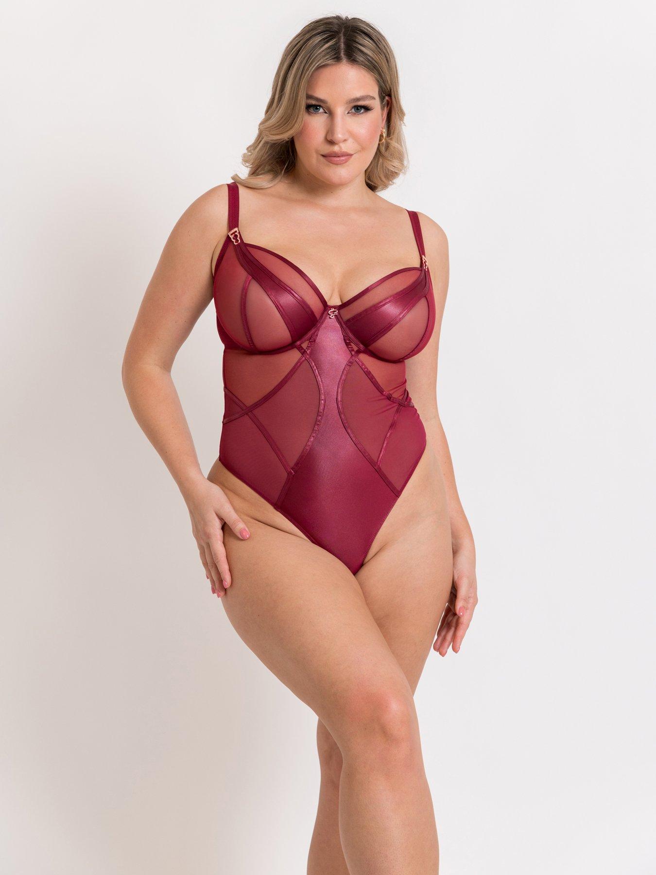 undefined Scantilly By Curvy Kate Suspense Plunge Bodysuit - Sangria