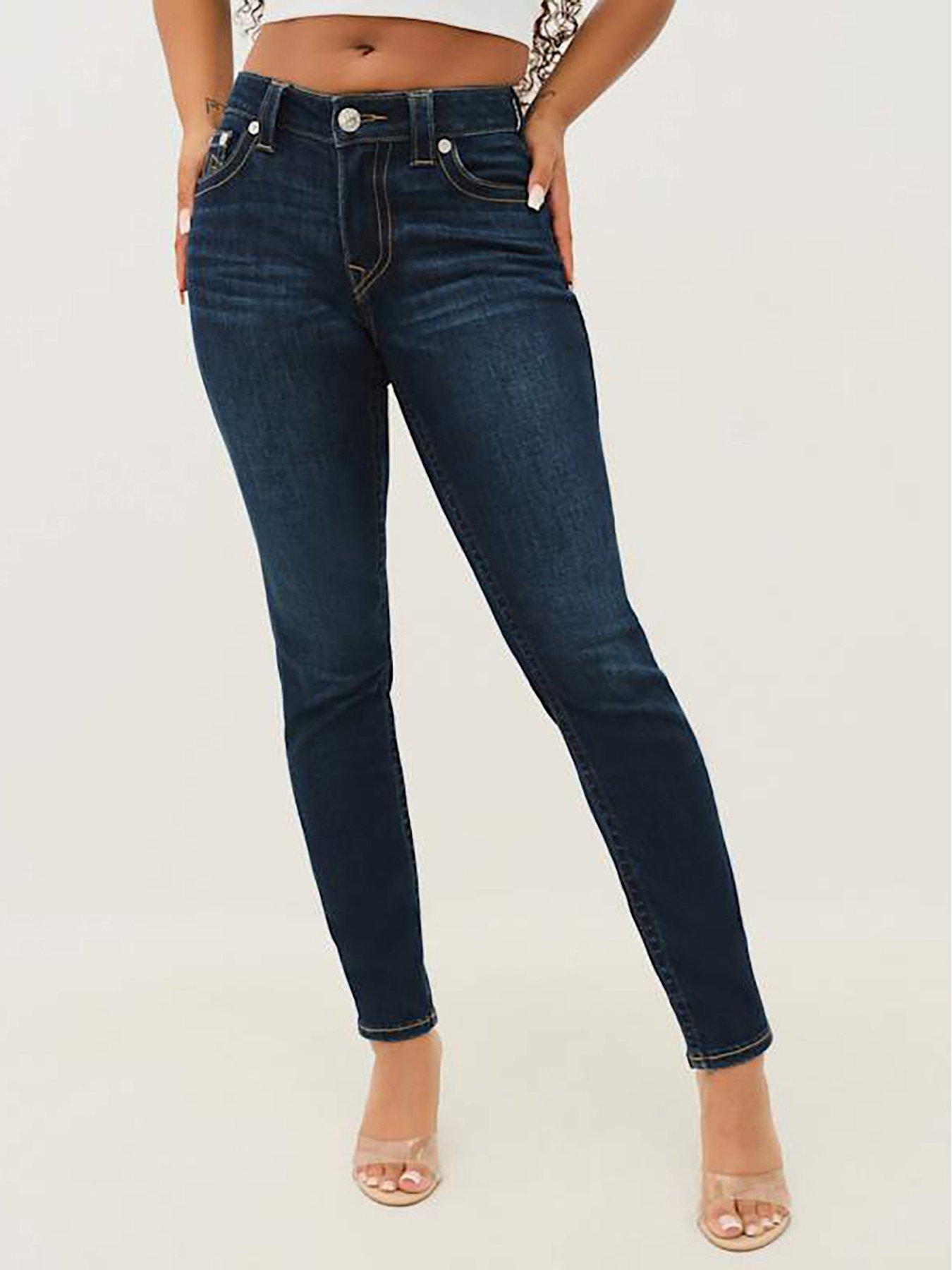 Image 1 of 5 of TRUE RELIGION Jennie Midi Rise Curvy Skinny Jeans - Dark Wash