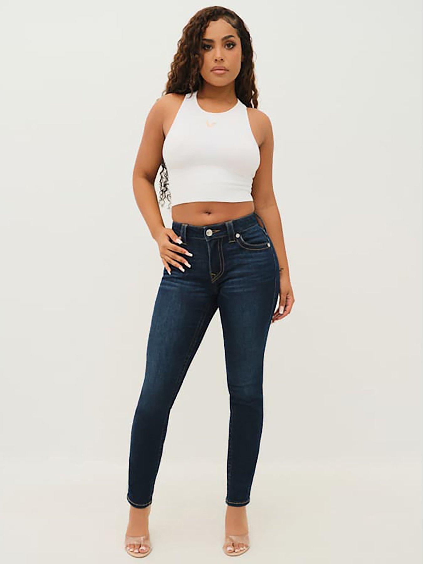 Image 3 of 5 of TRUE RELIGION Jennie Midi Rise Curvy Skinny Jeans - Dark Wash