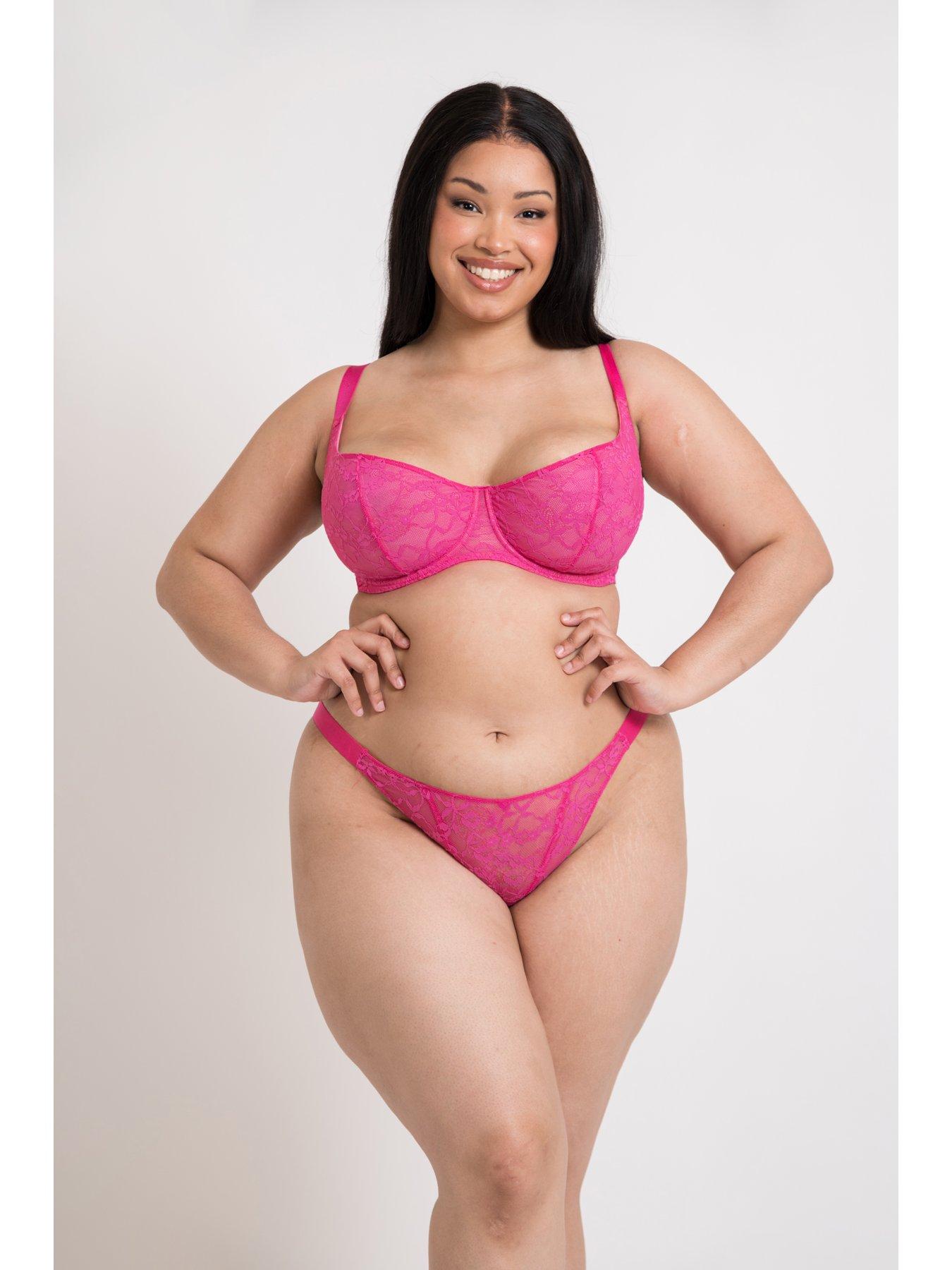undefined All Night Lace Scooped Multiway Balcony Bra - Hot Pink/ Blush