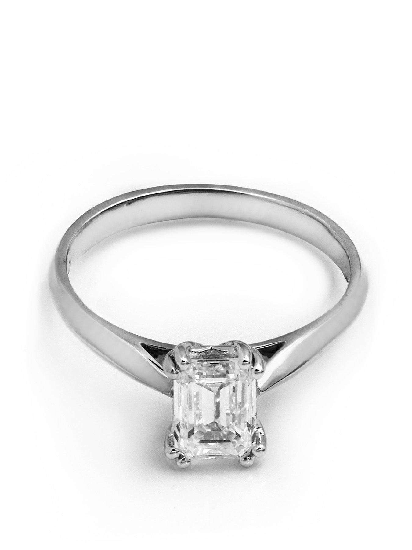undefined Emerald 1.00ct Lab Grown Diamond Ring - 9ct White Gold