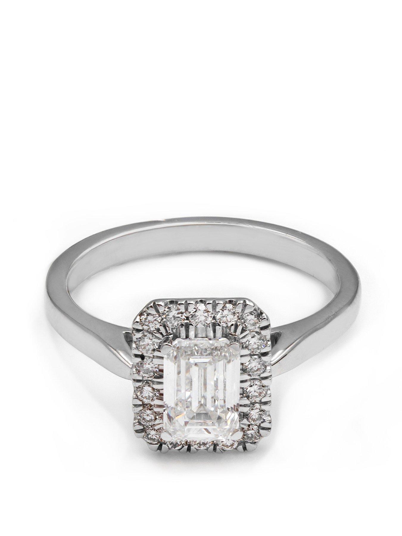 undefined Emerald Single Halo 1.00ct Lab Grown Diamond Ring - 9ct White Gold