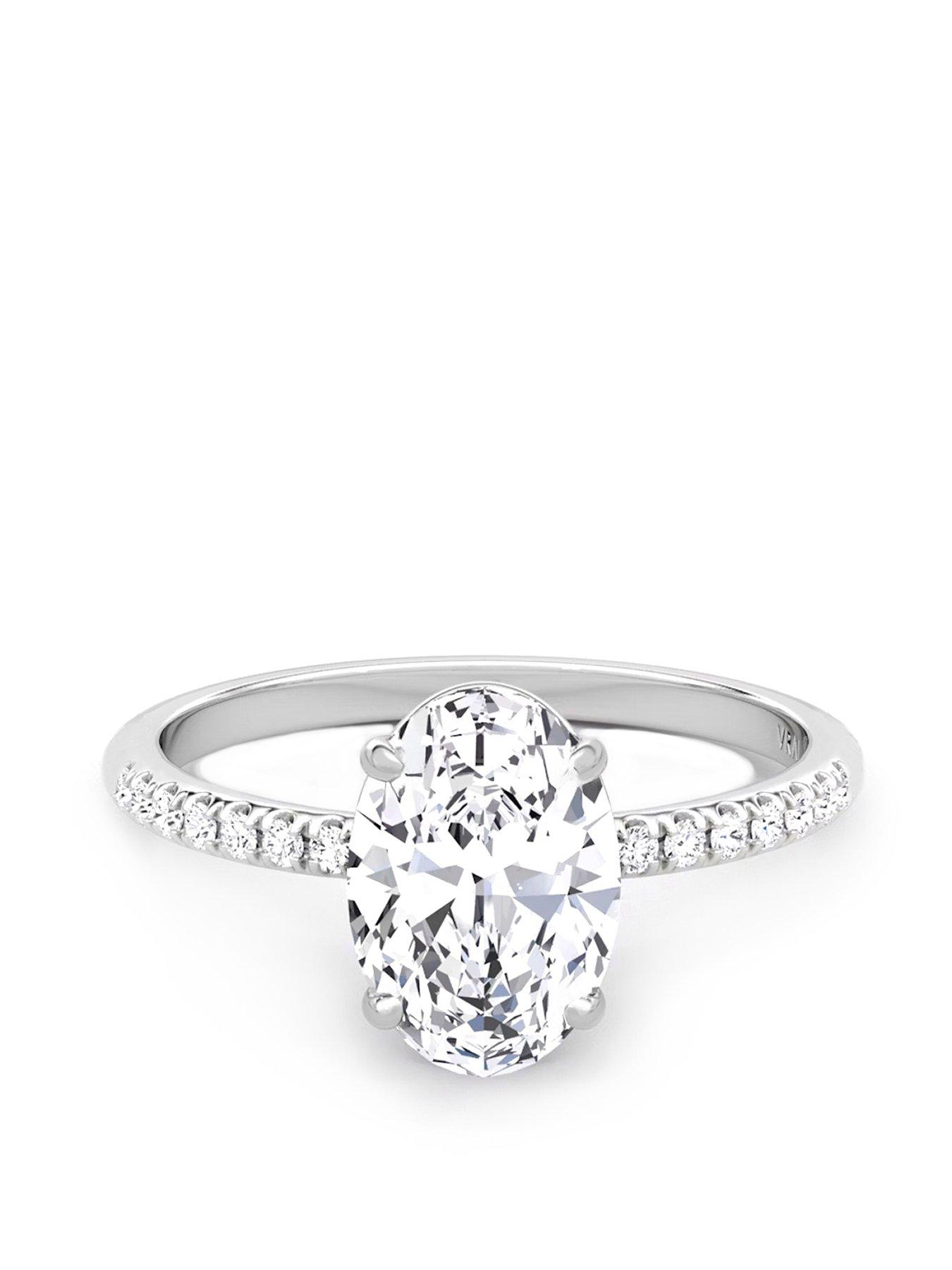 undefined Oval Cut 1.00ct Lab Grown Diamond Ring - 9ct White Gold