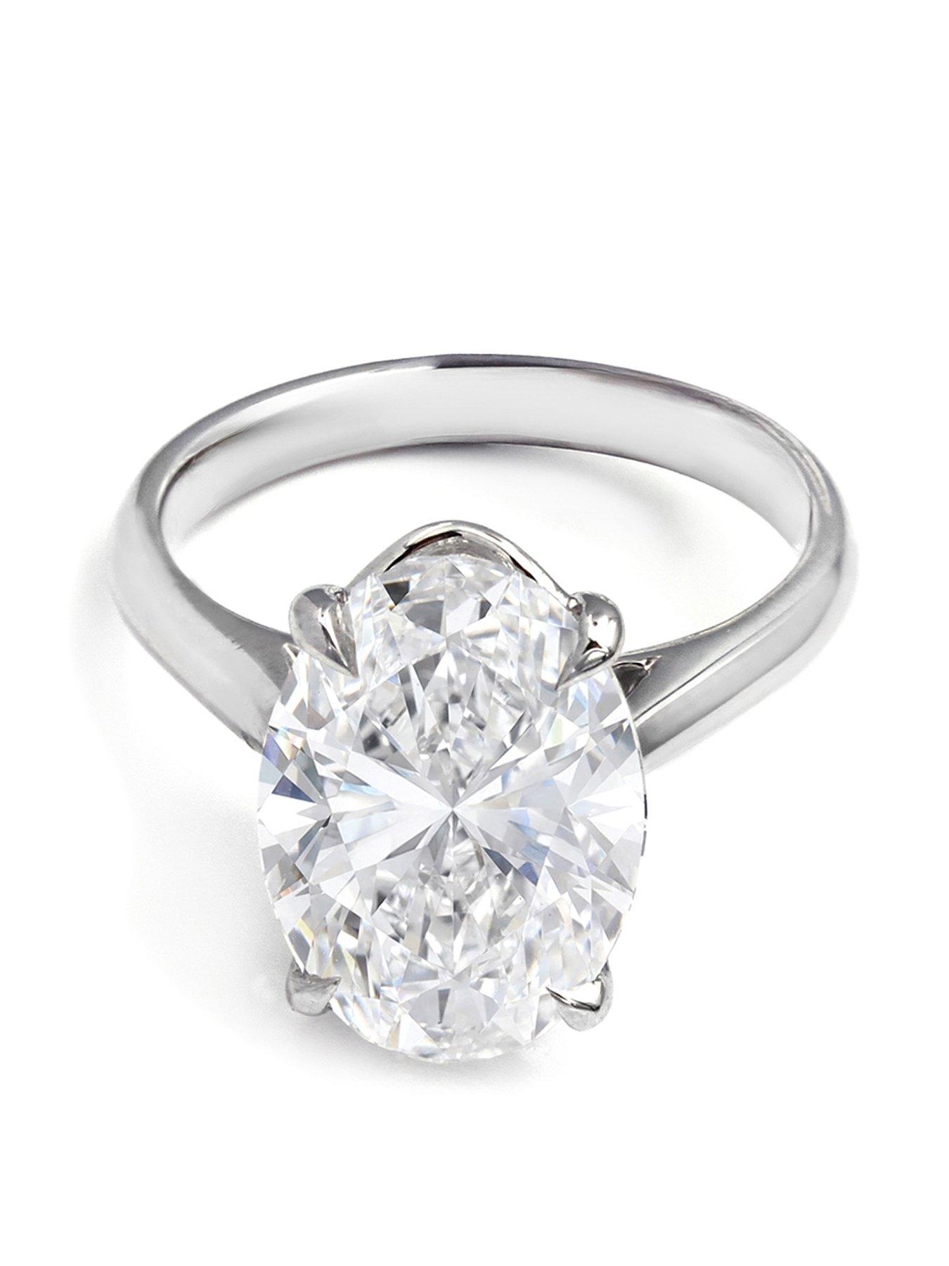 undefined Oval Cut 5.09ct Lab Grown Diamond Ring - Platinum