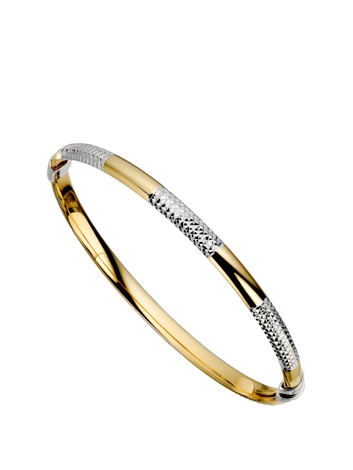 H. Samuel Together Silver  &  Bonded Gold Diamond Cut Bangle Bracelet