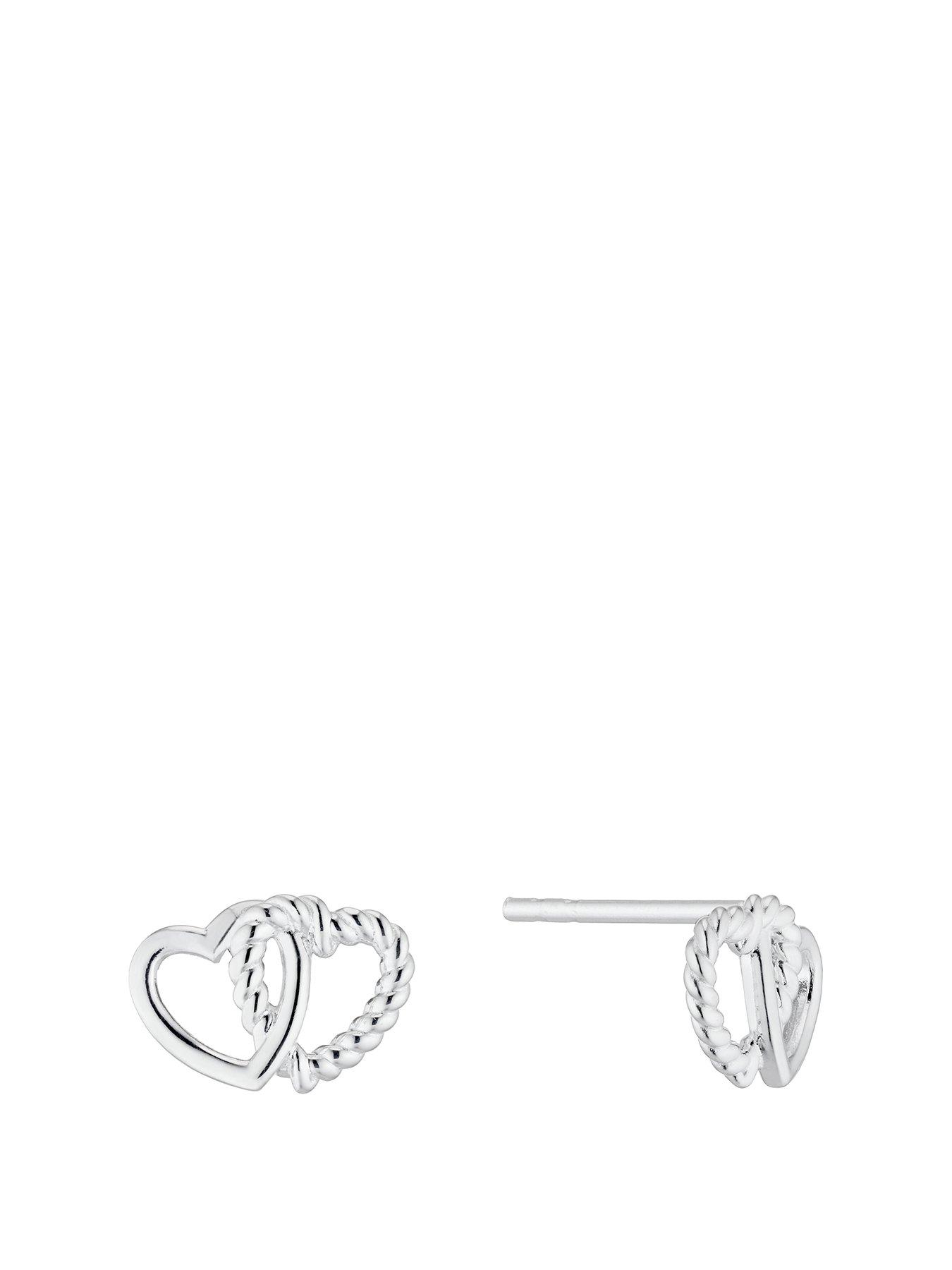H. Samuel Sterling Silver Earrings. Entwined Double Heart Stud Earrings