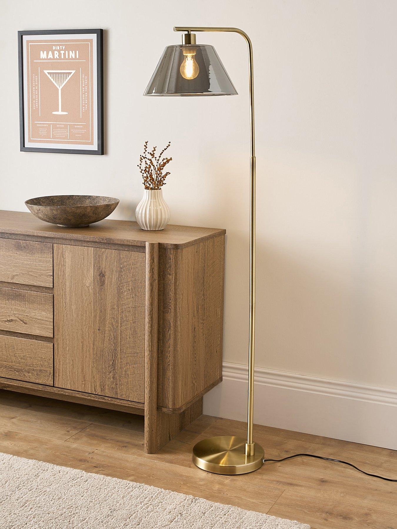 Very Home Arc Floor Lamp with Smoked Glass Shade