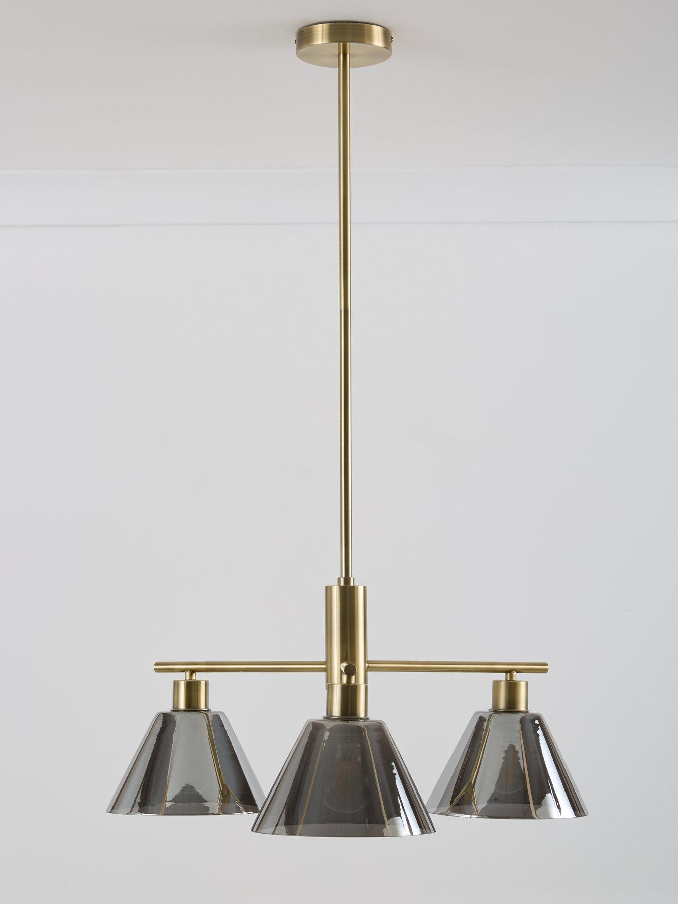Very Home 3 Light Pendant with Smoked Tapered Shades