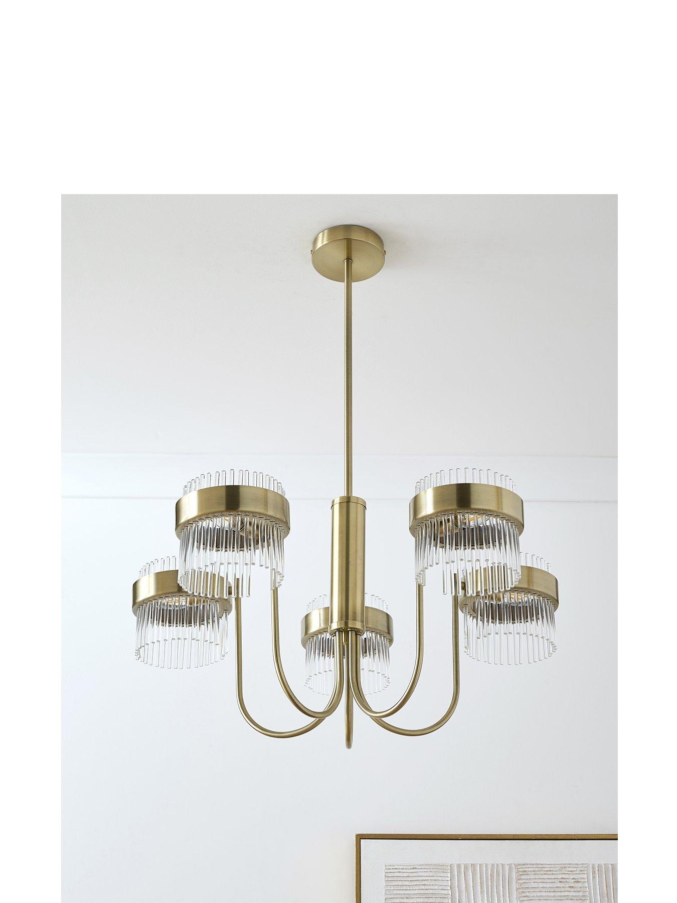 Image 1 of 5 of The Very Collection 5 Light Pendant with Ribbed Glass