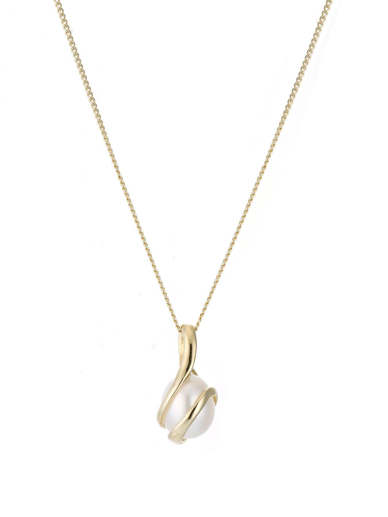 Ernest Jones 9ct Yellow Gold Necklace with Cultured Freshwater Pearl Pendant