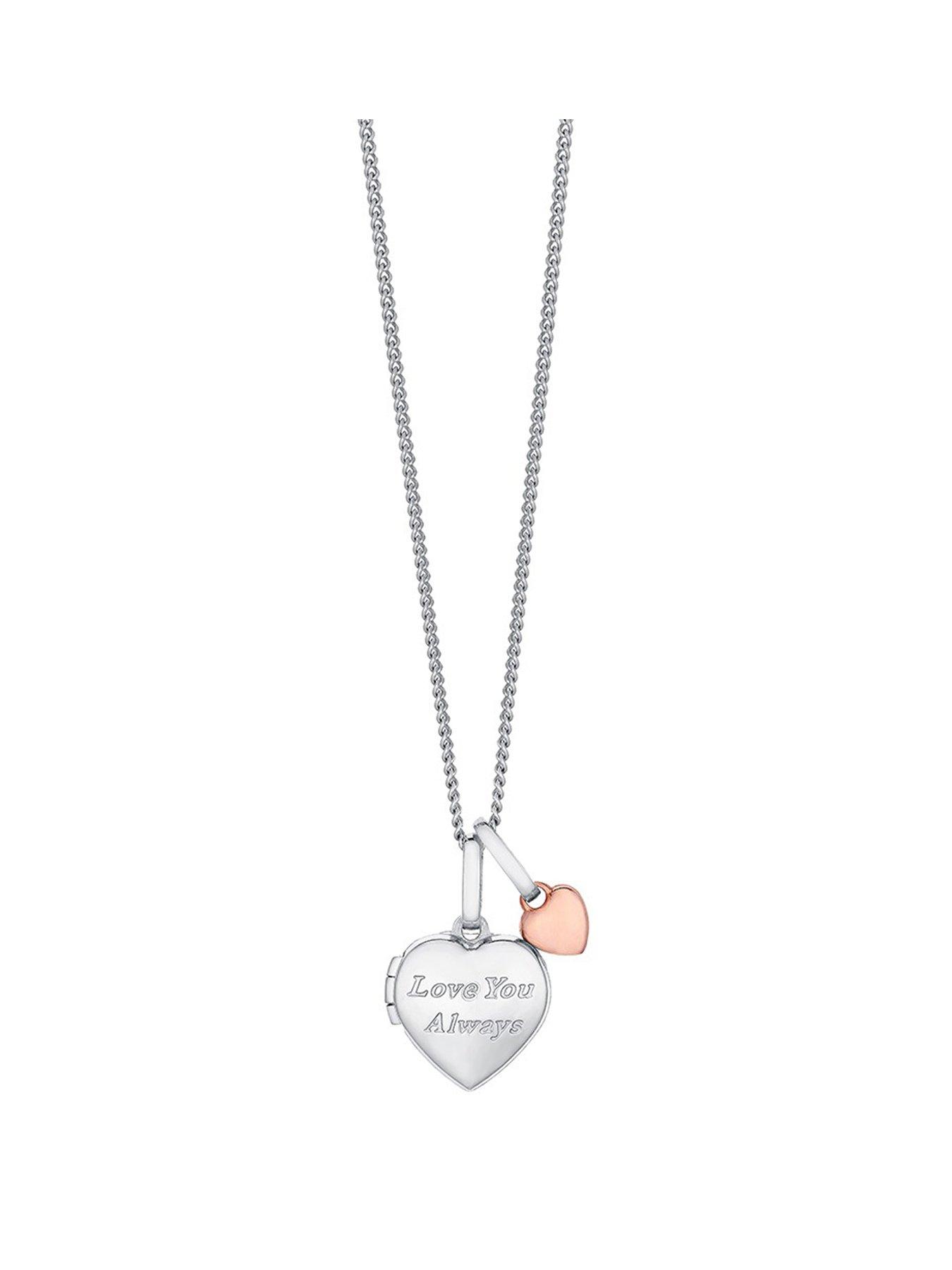 H. Samuel Sterling Silver  &  9ct Rose Gold 18" Heart Locket Necklace