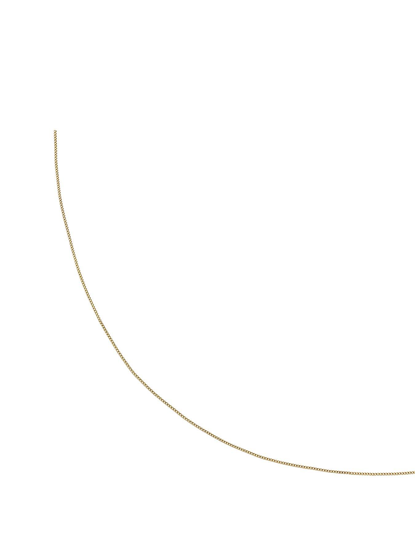 undefined 9ct Yellow Gold Necklace. Solid 18" Dainty Curb Chain