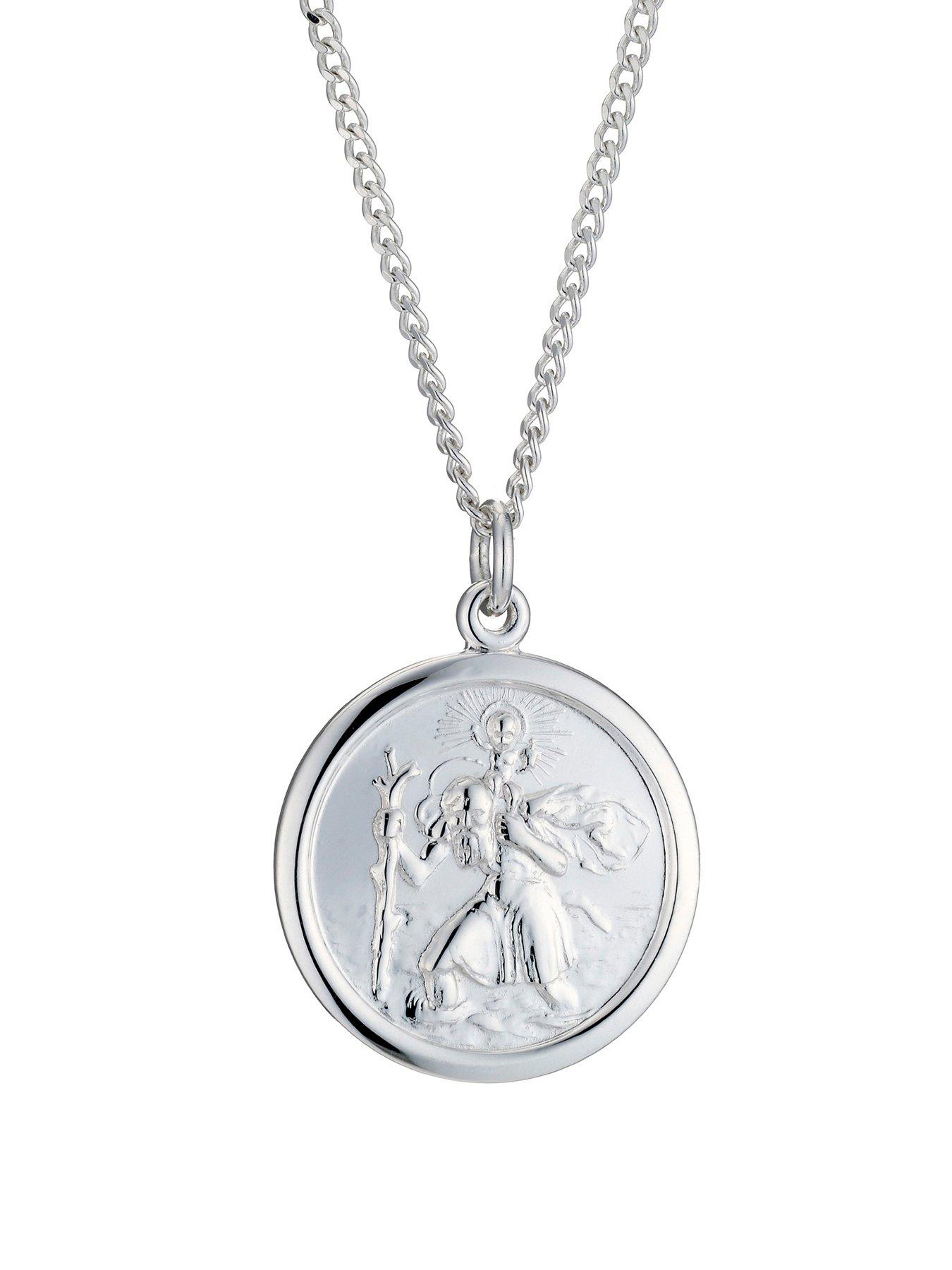 Ernest Jones Sterling Silver Necklace. St.Christopher Pendant 18" Necklace
