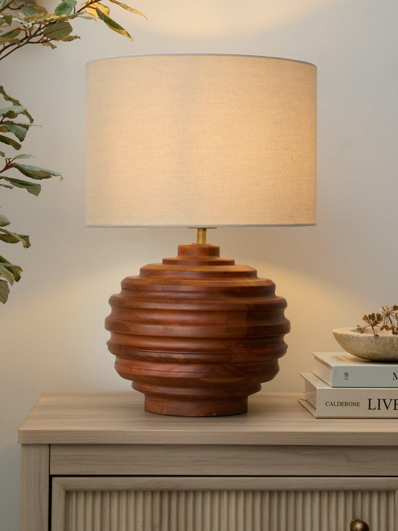 Very Home Wood Turned Table Lamp - Walnut
