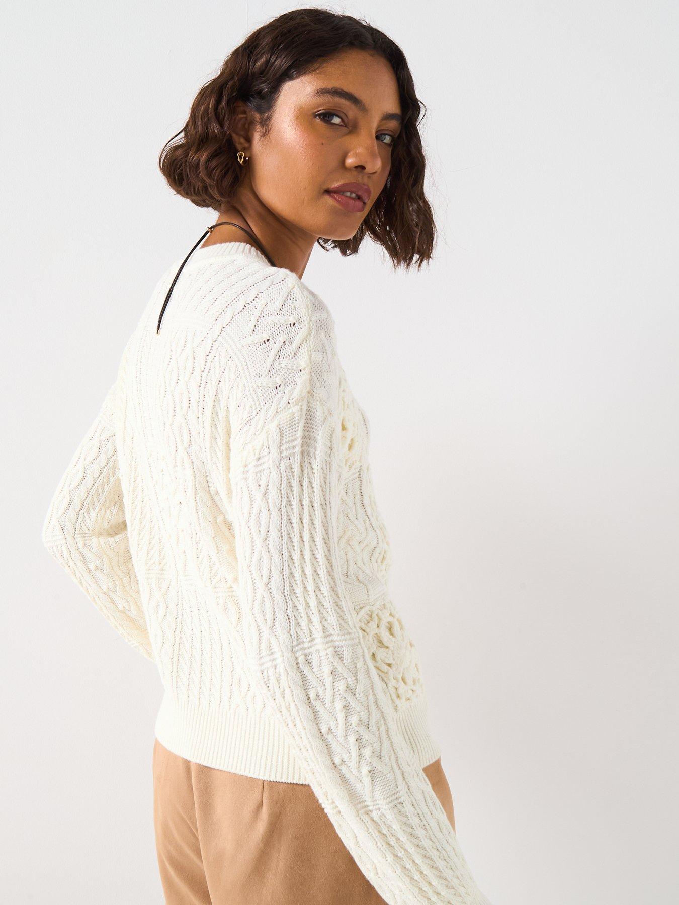 Image 2 of 6 of V by Very Crochet Long Sleeve Jumper - Cream