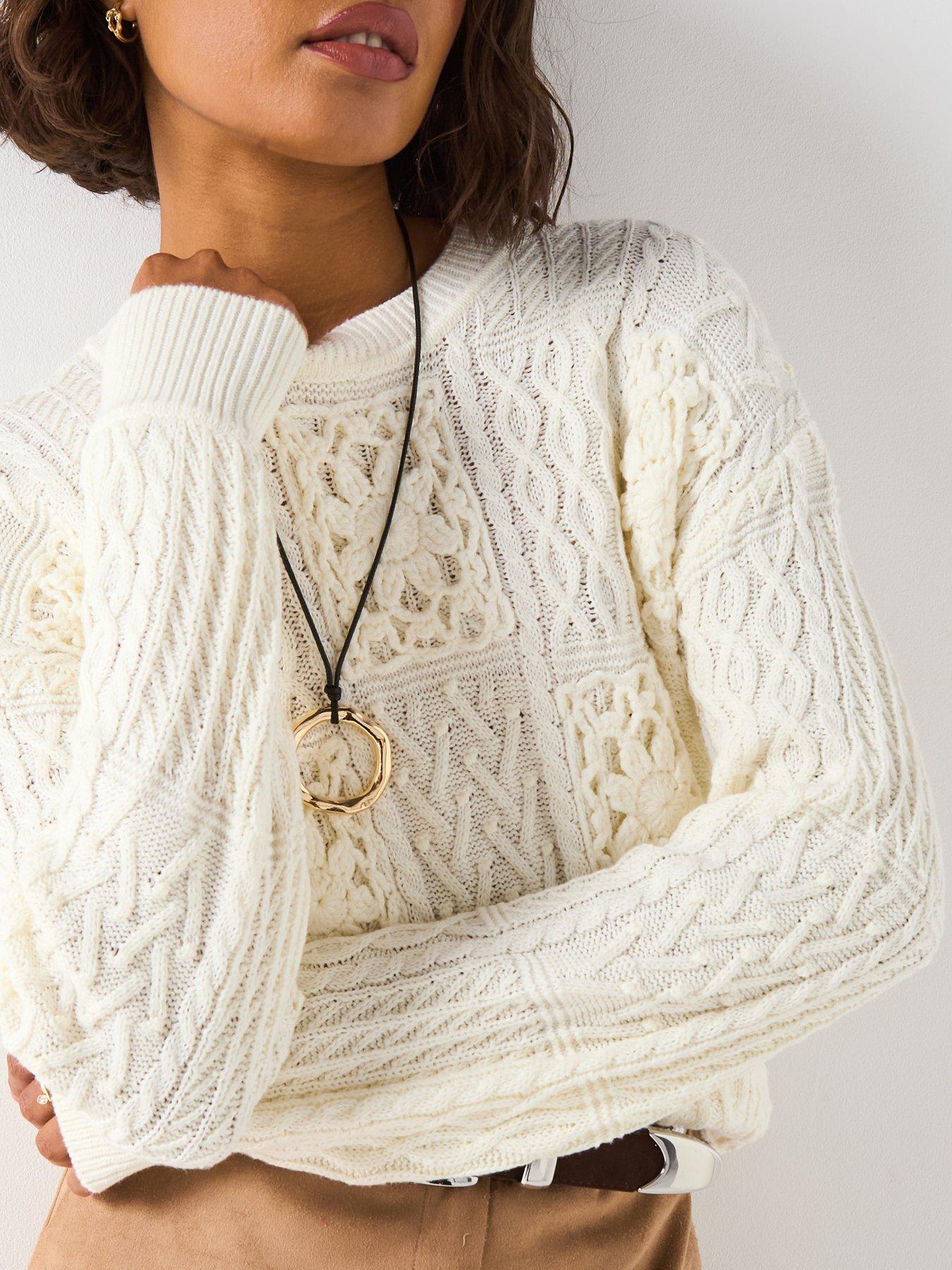 Image 4 of 6 of V by Very Crochet Long Sleeve Jumper - Cream