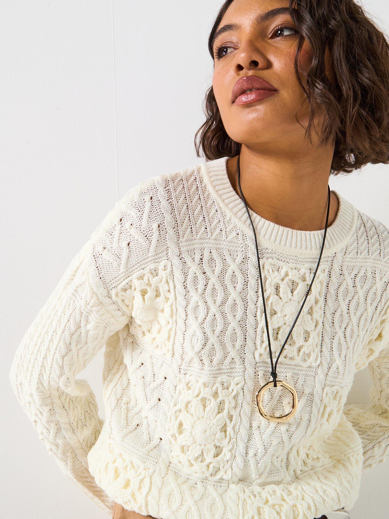 Image 5 of 6 of V by Very Crochet Long Sleeve Jumper - Cream