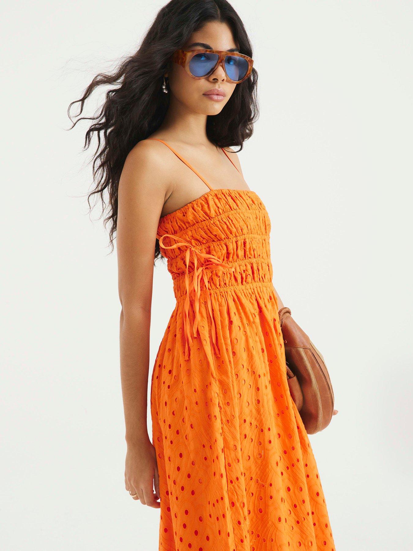 River Island Broderie Baby Doll Maxi Dress - Orange | Very