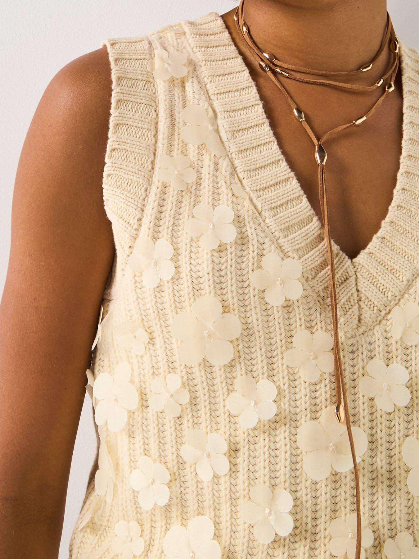 Image 4 of 6 of V by Very Flower Embroidered Vest - Cream