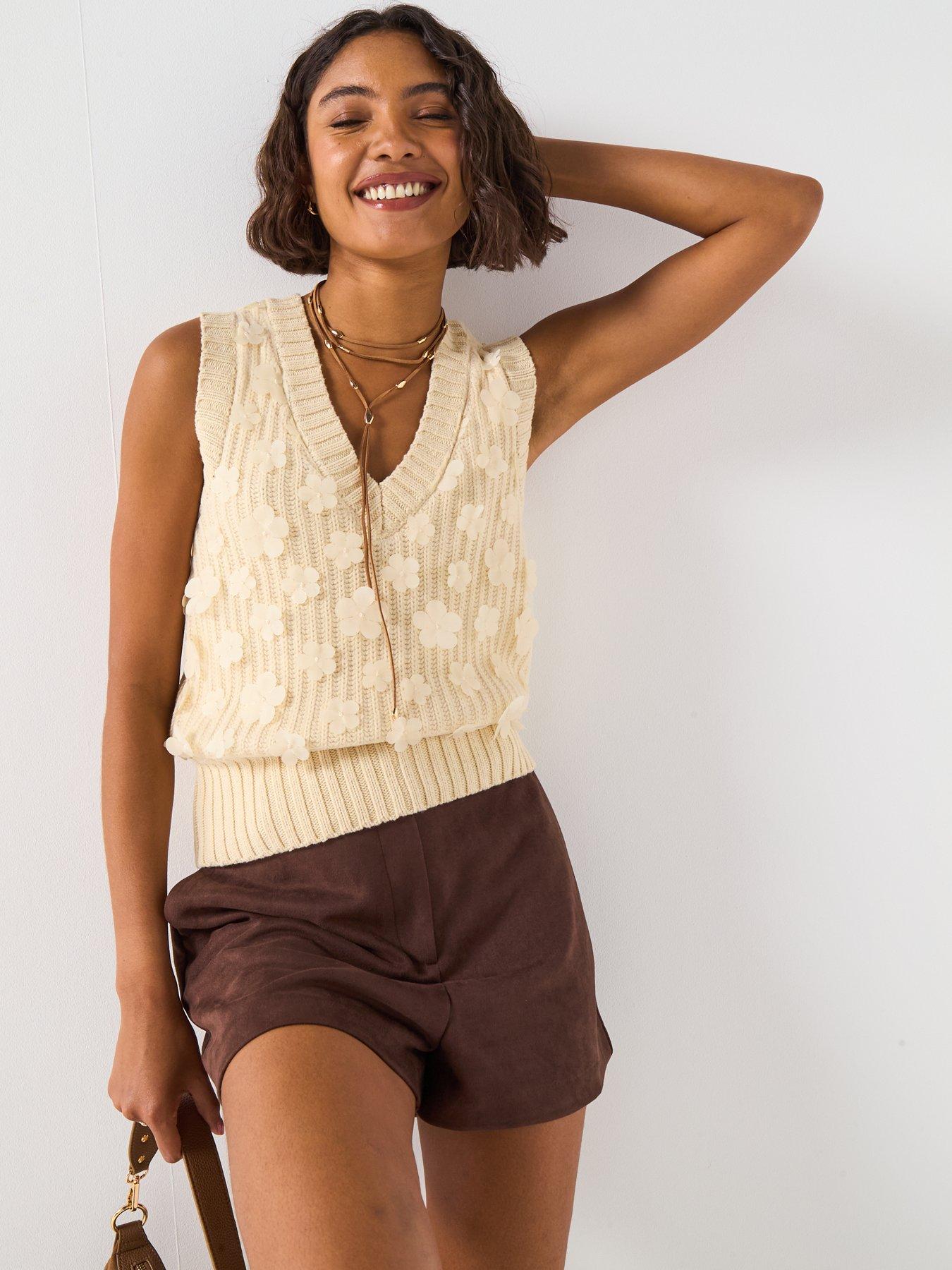 Image 5 of 6 of V by Very Flower Embroidered Vest - Cream