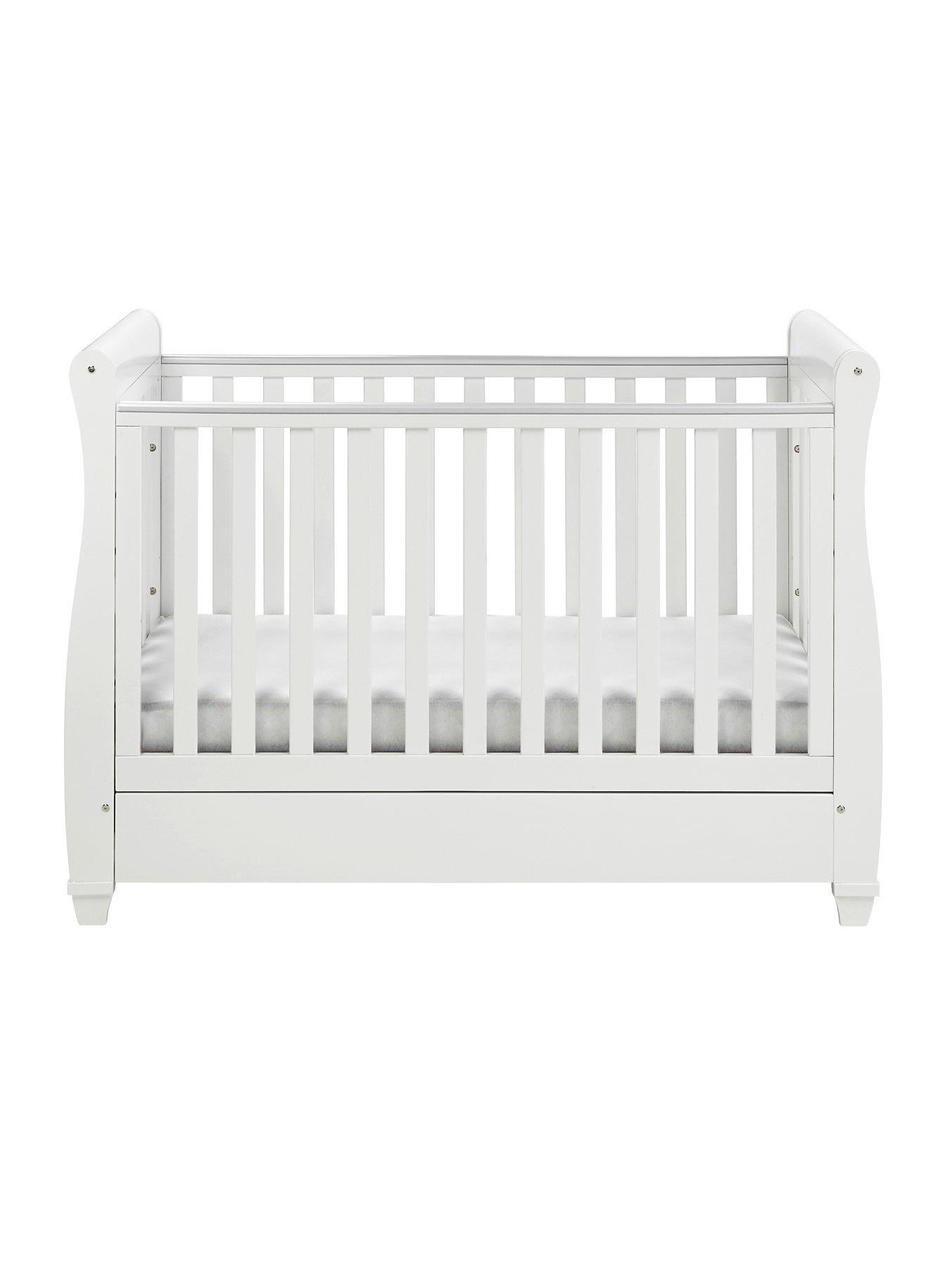 Image 5 of 7 of Babymore Eva Sleigh Cot Bed Dropside with Drawer - White