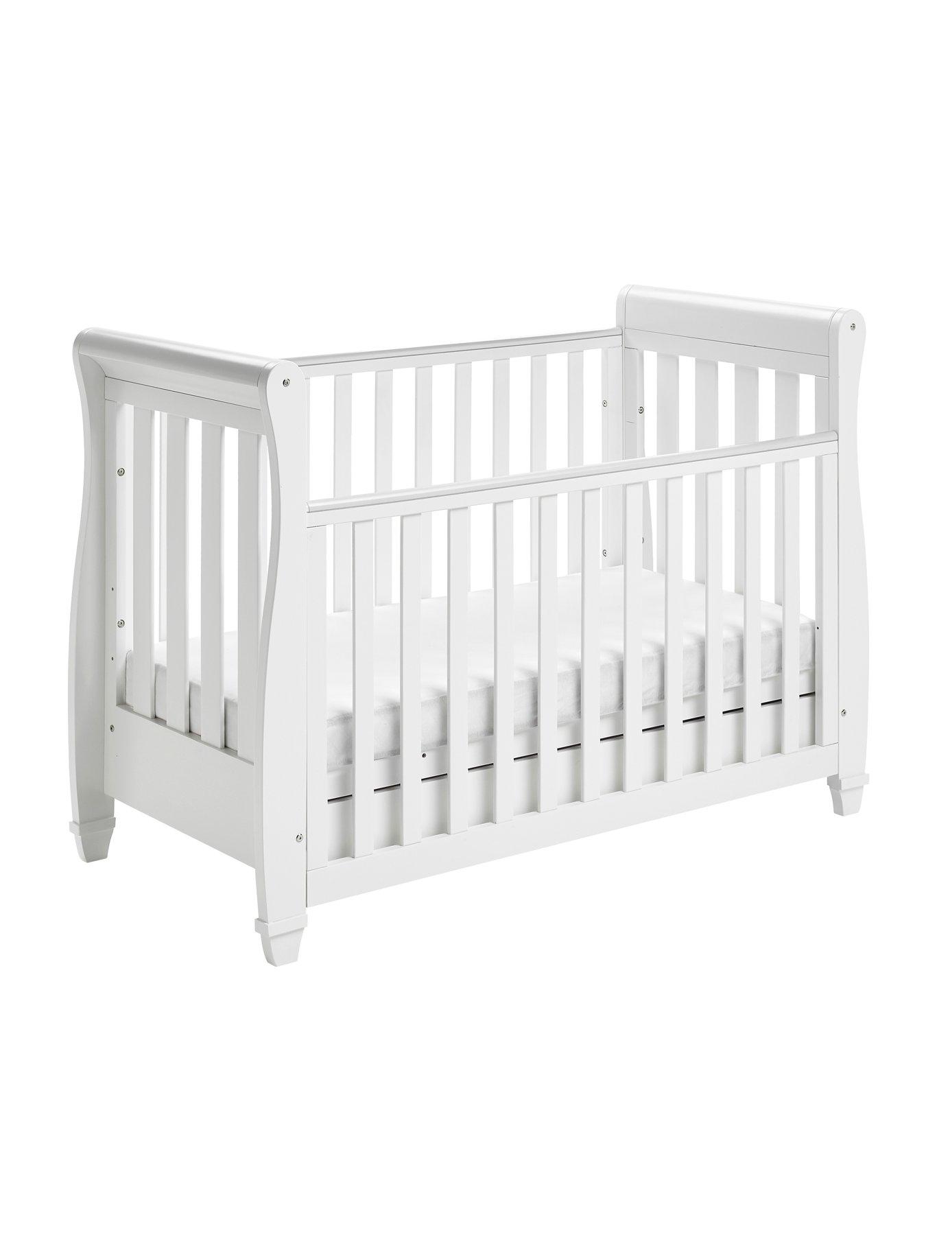 Image 6 of 7 of Babymore Eva Sleigh Cot Bed Dropside with Drawer - White