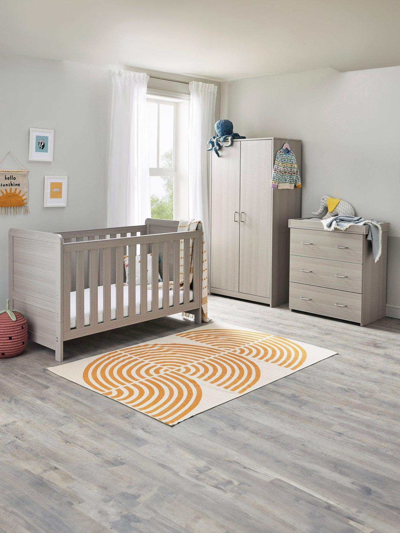 Babymore Caro 3 Piece Nursery Room Set - Grey Wash