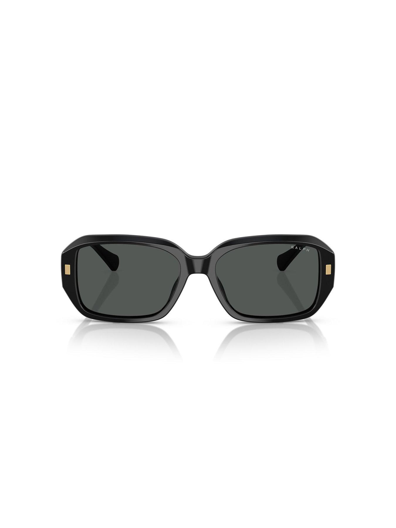 Ralph Shallow Rectangle Sunglasses- Black | Very