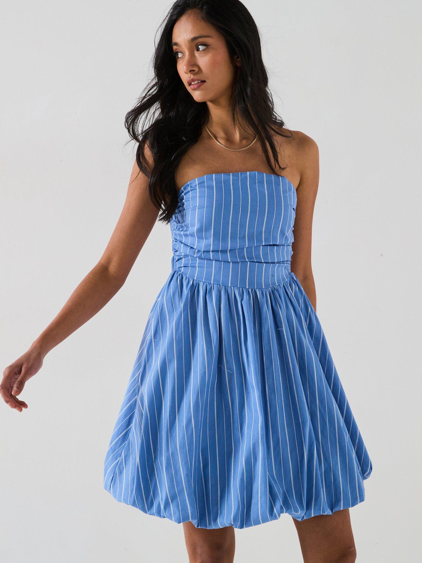 undefined Strapless Mini Dress - Blue