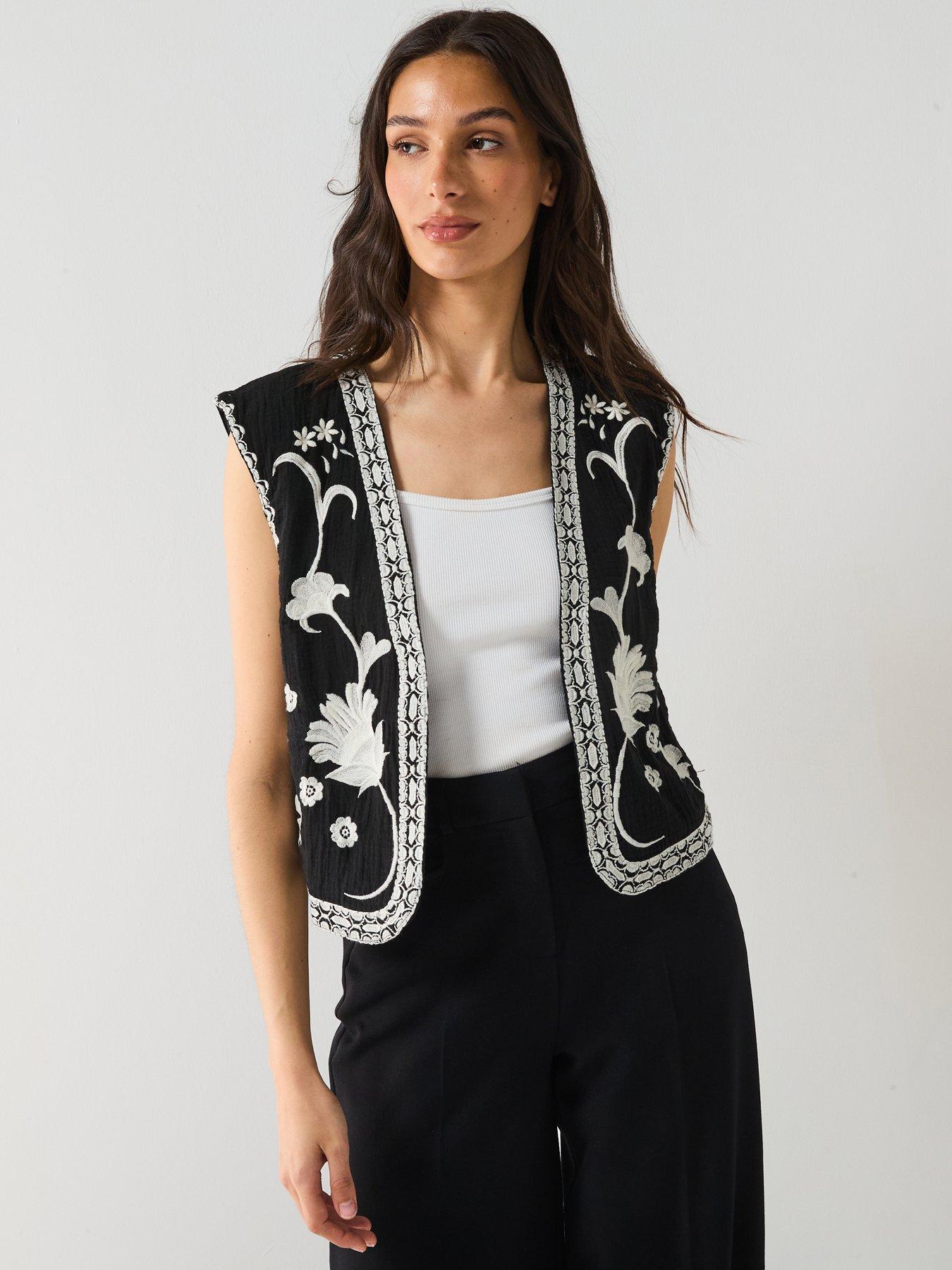 undefined Embelished Waistcoat - Black
