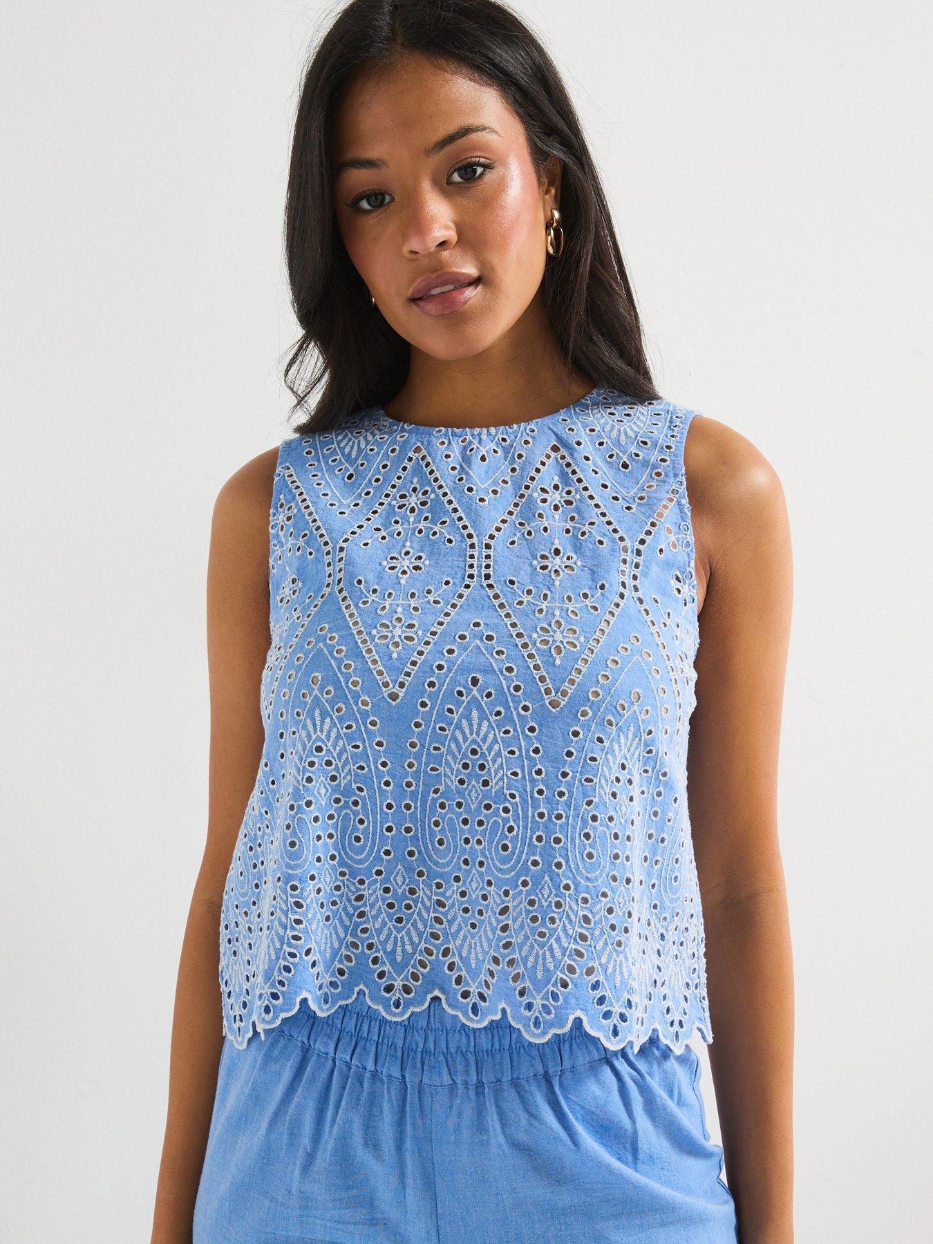 undefined Embellished Top - Blue