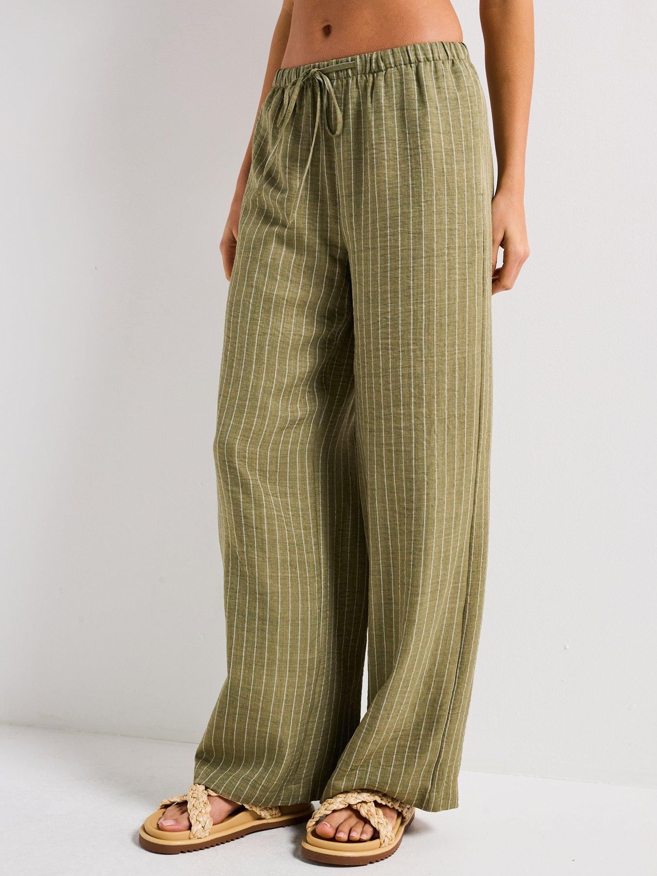 undefined Mid Waist Wide Leg Trouser - Multi