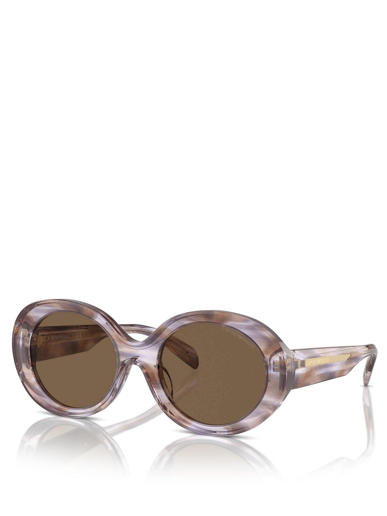 Emporio Armani Oval Sunglasses- Brown Lens With Purple/brown Frame