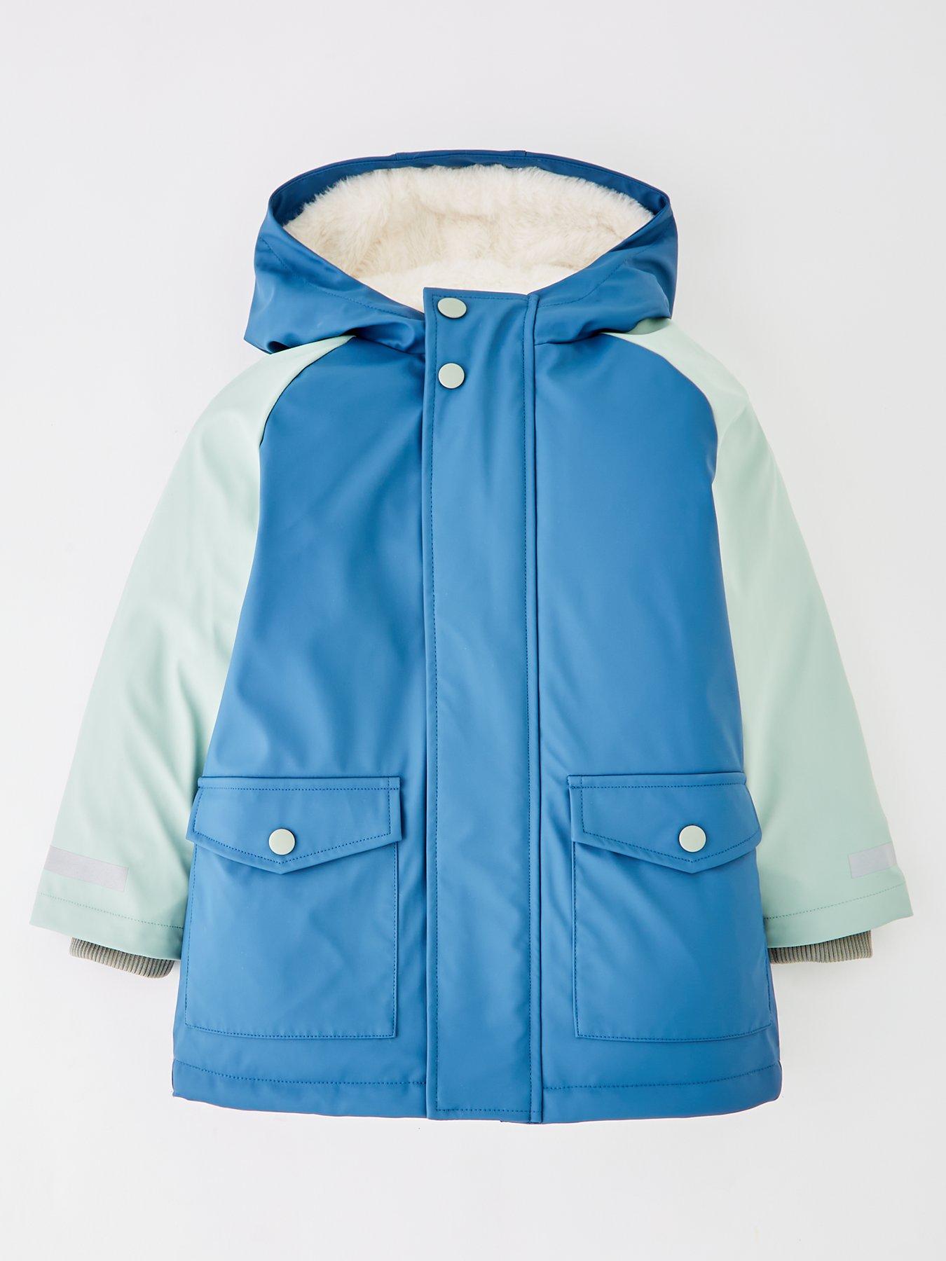 Image 1 of 4 of Mini V by Very Boys Fleece Lined Rain Mac - Blue