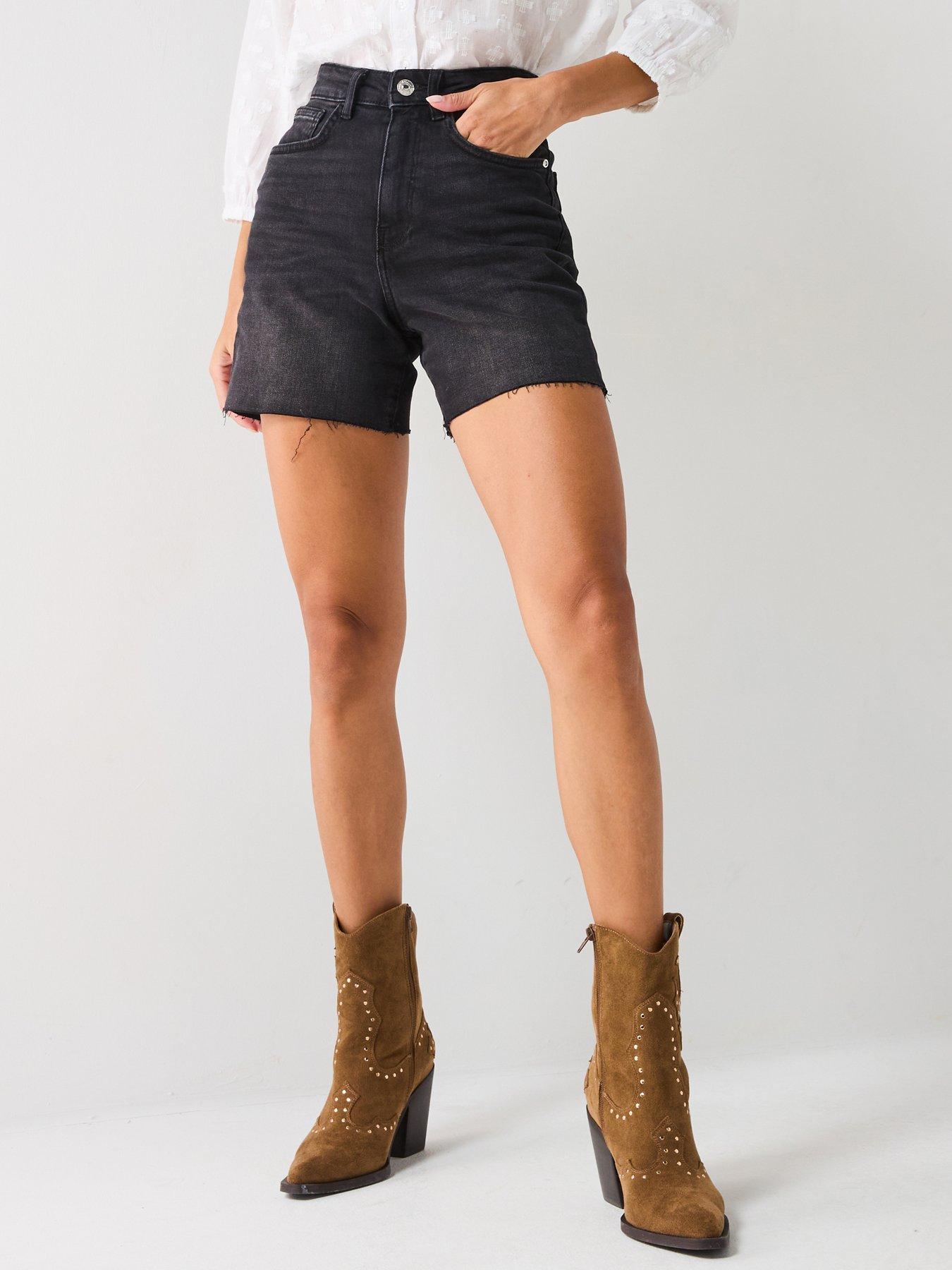 Only High Rise Wide Leg Shorts - Black