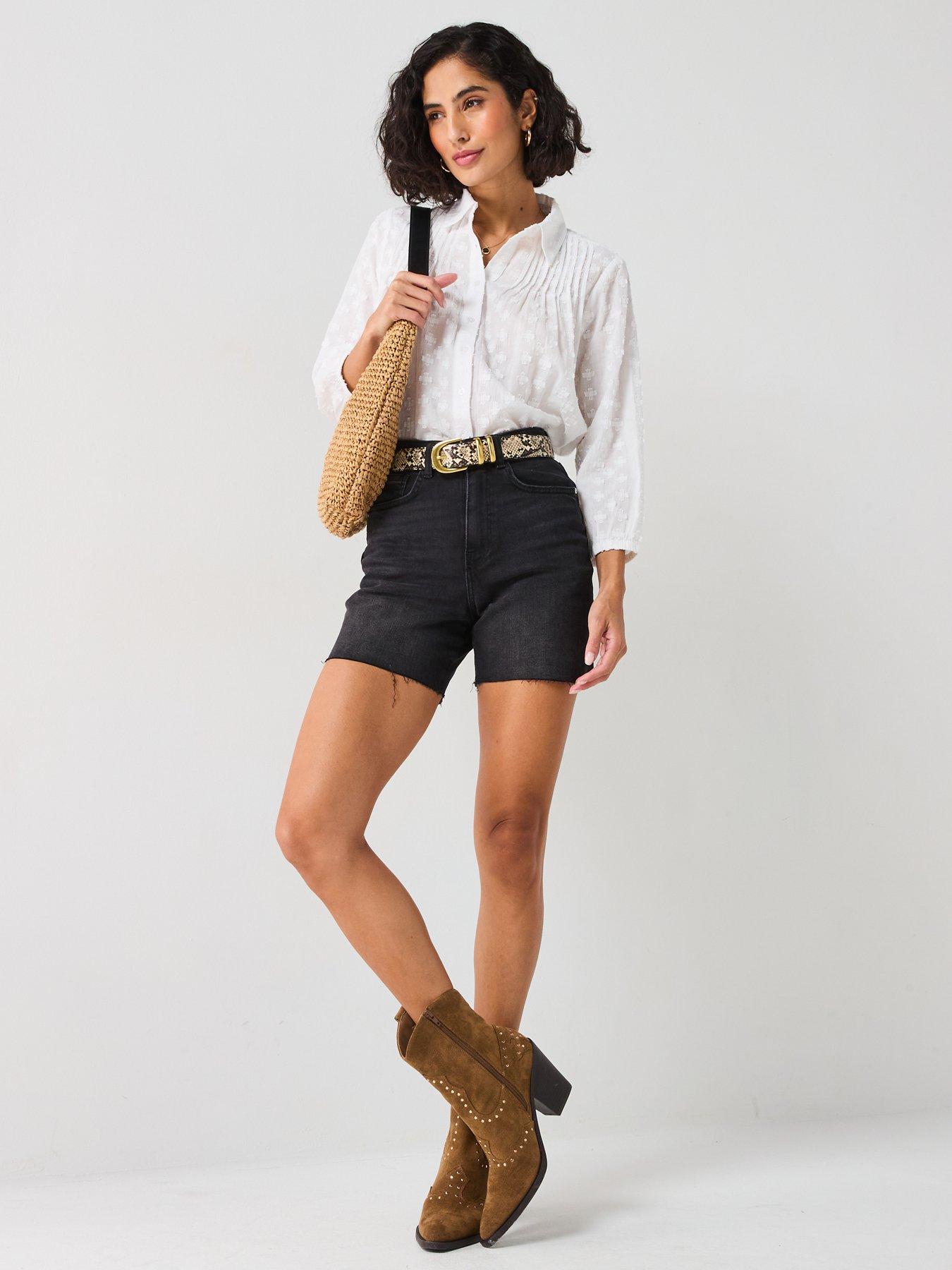 Image 3 of 5 of Only High Rise Wide Leg Shorts - Black