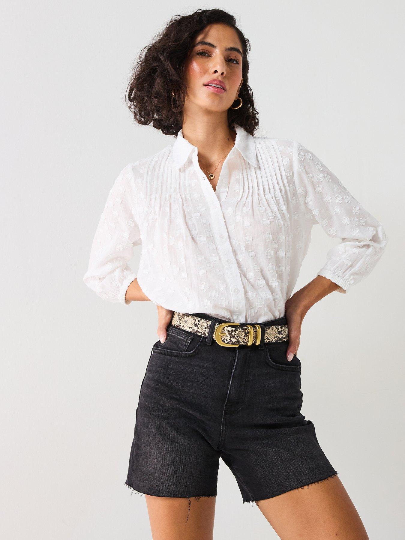 Image 4 of 5 of Only High Rise Wide Leg Shorts - Black