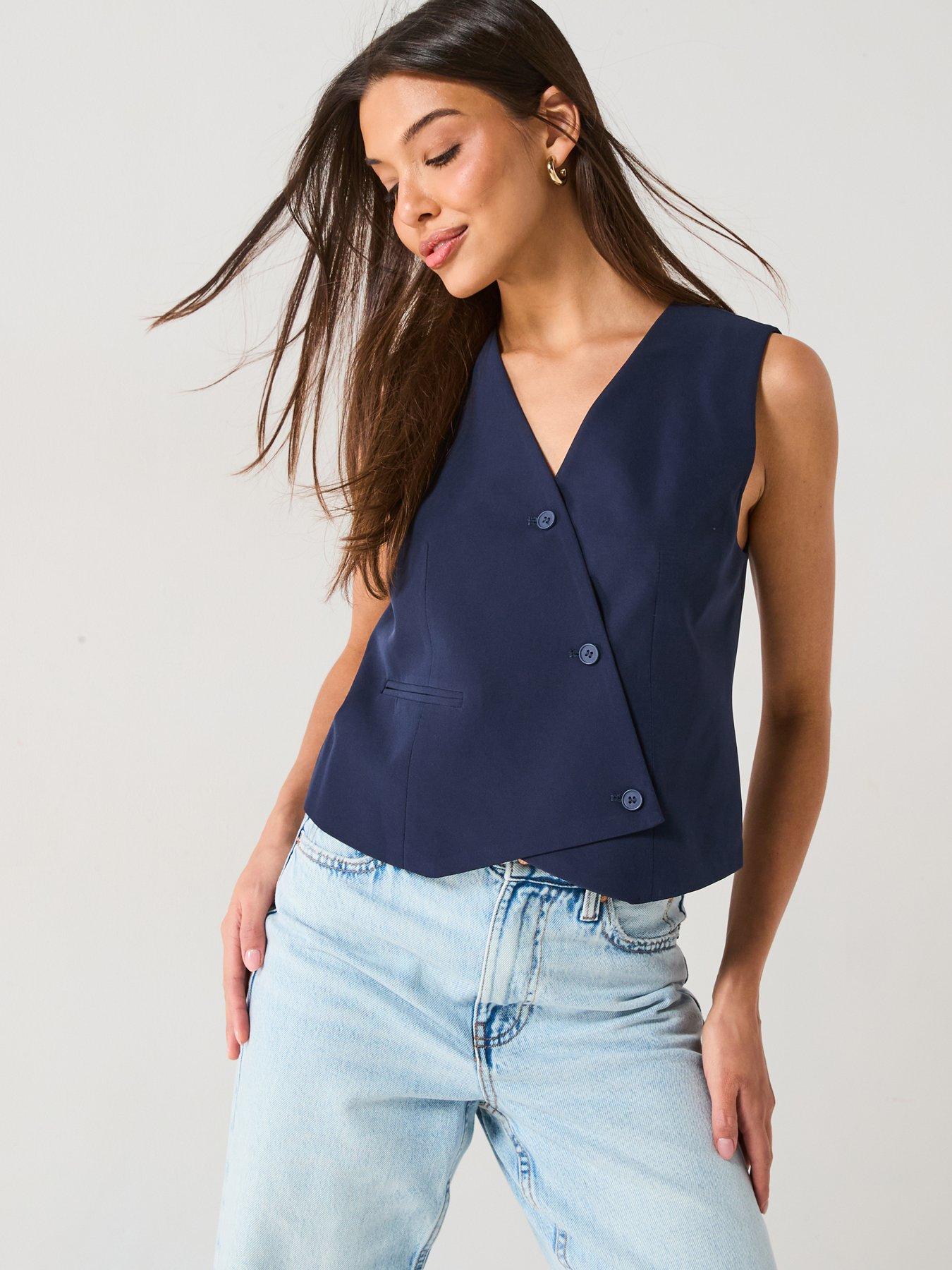 undefined Asymmetric Waistcoat - Navy