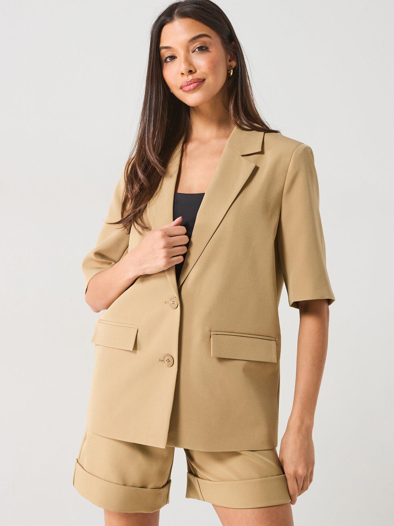Image of PIECES Short Sleeve Blazer - Brown