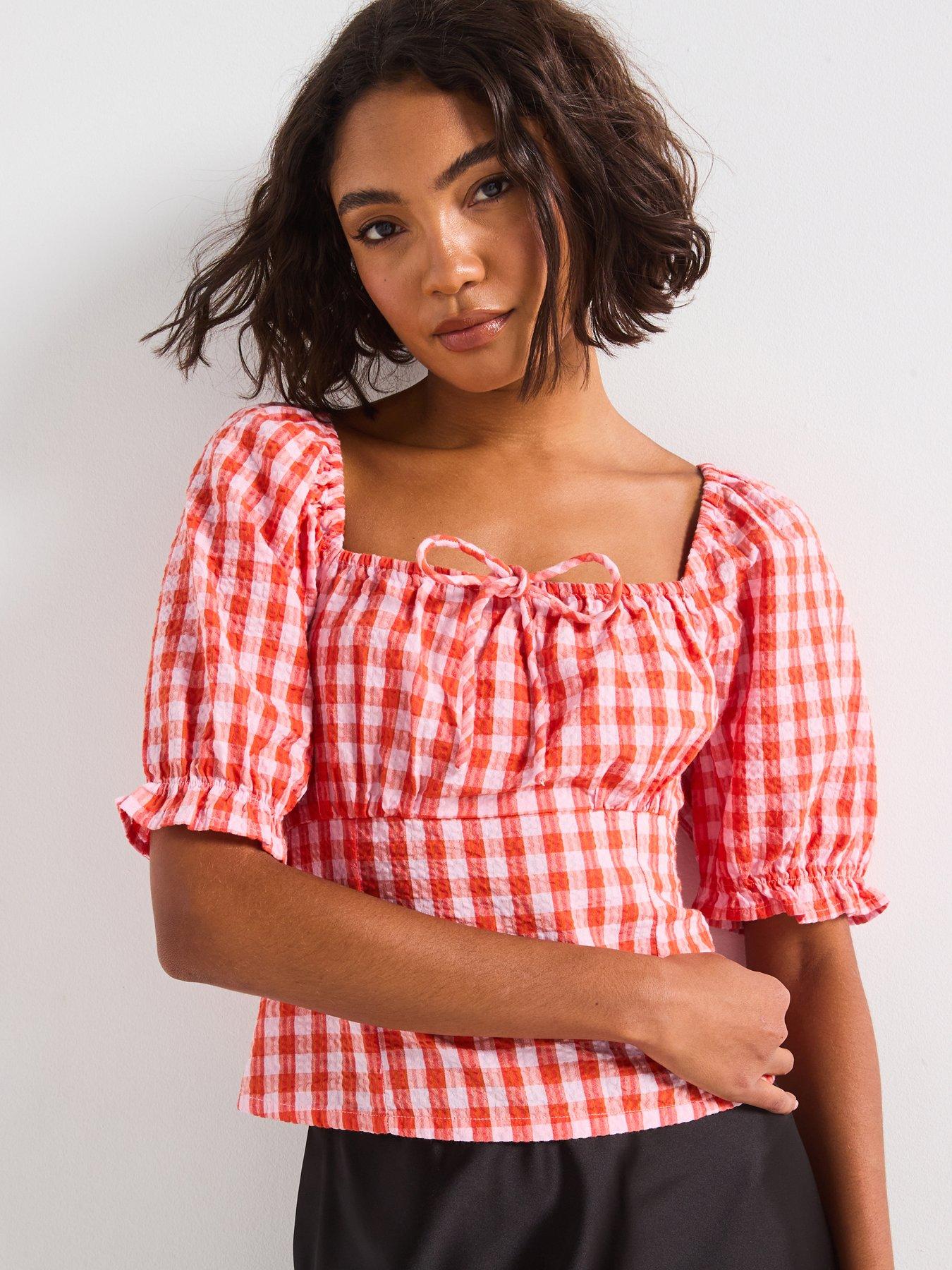 undefined Gingham Top - Pink